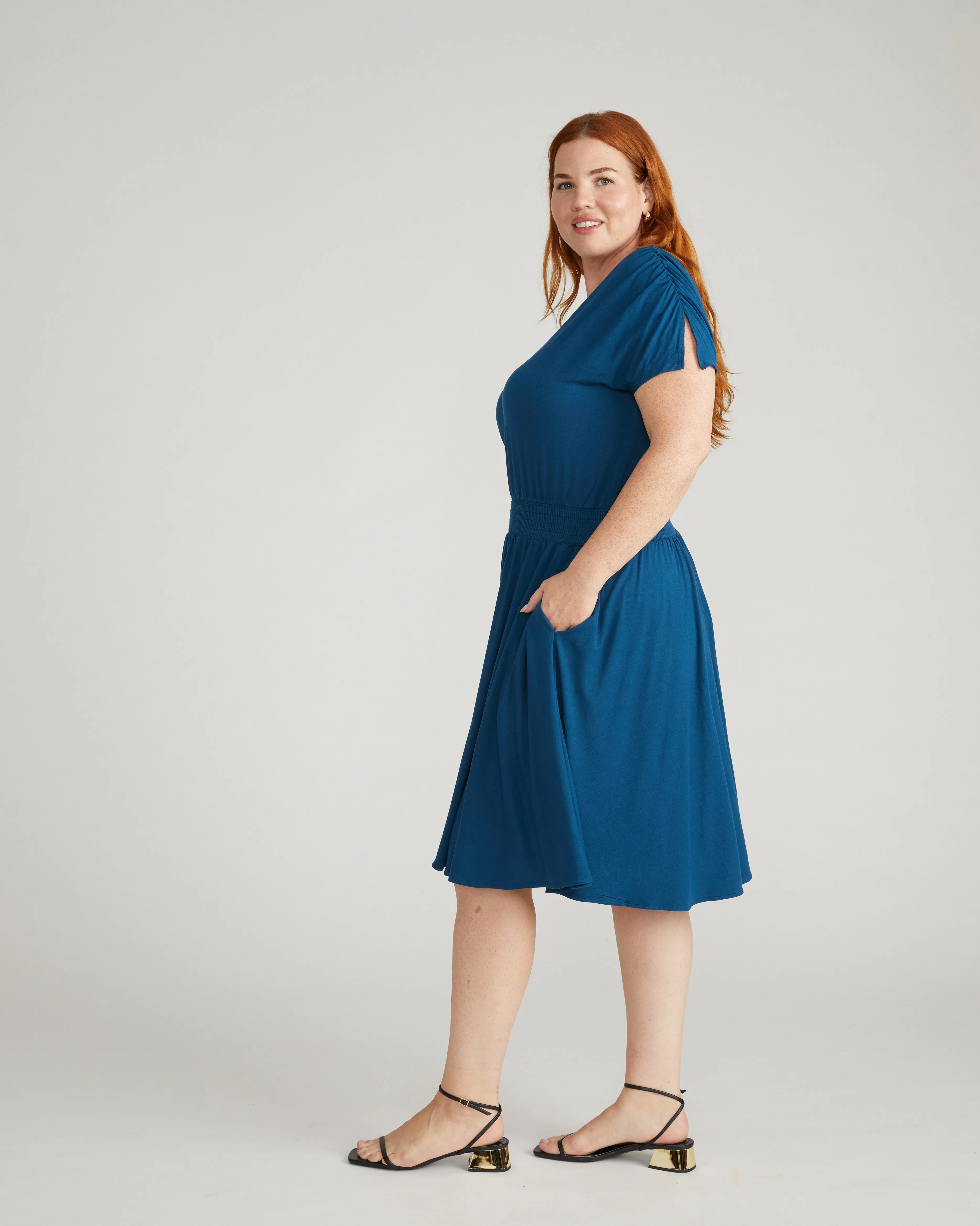 Minetta Liquid Jersey Dress - Deep Teal sold by Universal Standard product image thumbnail 3