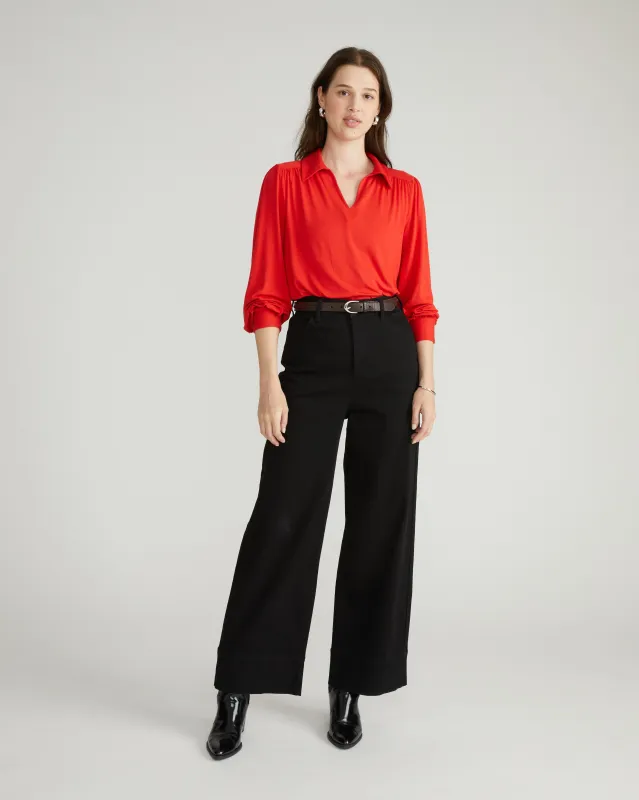 Moore Liquid Jersey Blouse - Lipstick sold by Universal Standard