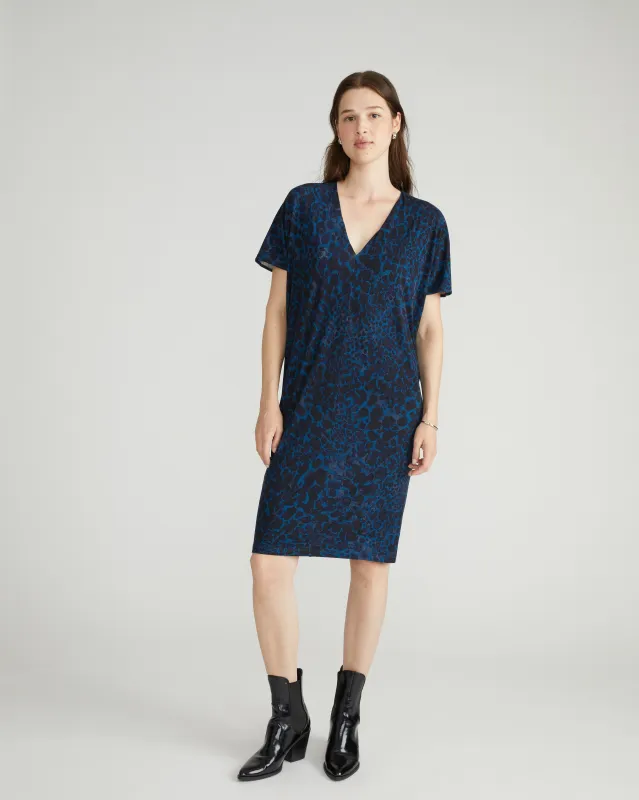 Teresa Liquid Jersey V-Neck Dress - Deep Teal Animal Print sold by Universal Standard