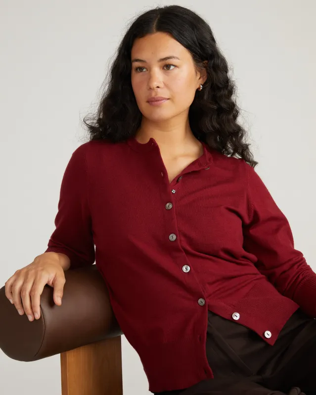 Savvy Fine Knit Crewneck Cardigan - Garnet sold by Universal Standard