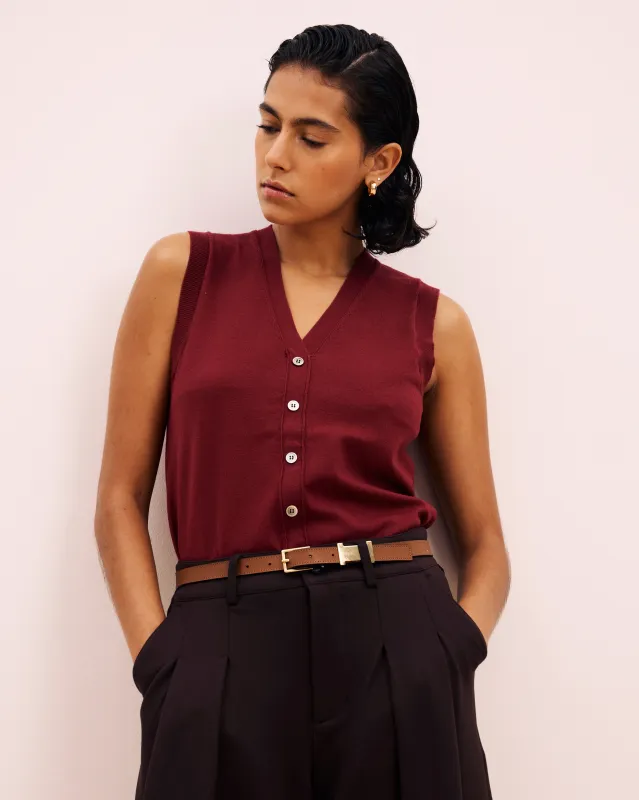Savvy Fine Knit Cardigan Vest - Red Geranium sold by Universal Standard