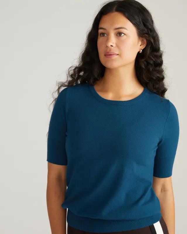 Savvy Fine Knit Sweater Top - Deep Teal sold by Universal Standard