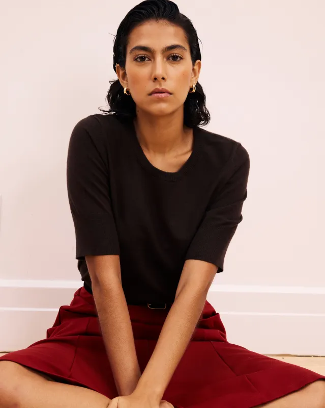 Savvy Fine Knit Sweater Top - Espresso sold by Universal Standard