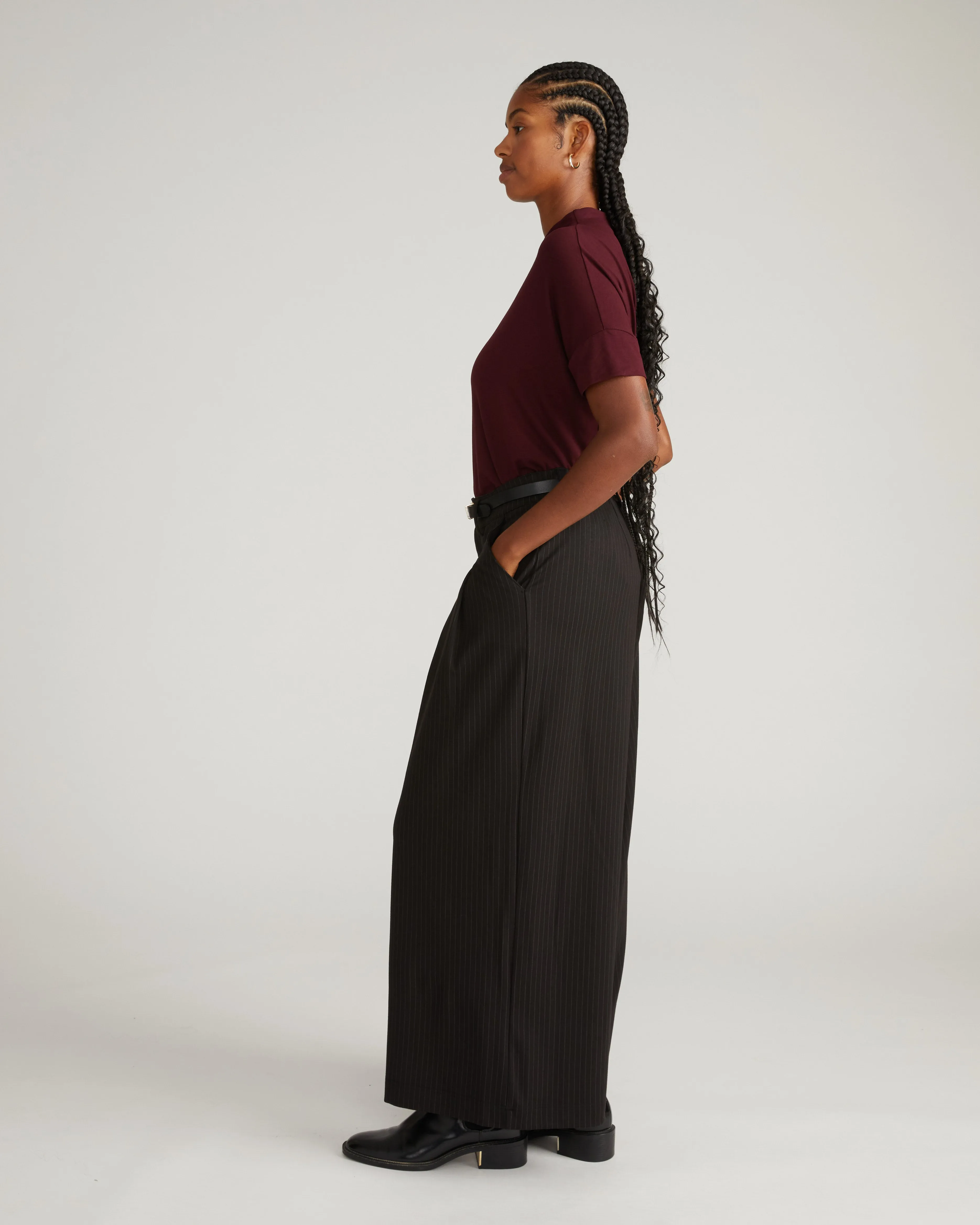 Palais Wide Leg Ponte Pants - Slate Pinstripe sold by Universal Standard product image thumbnail 2