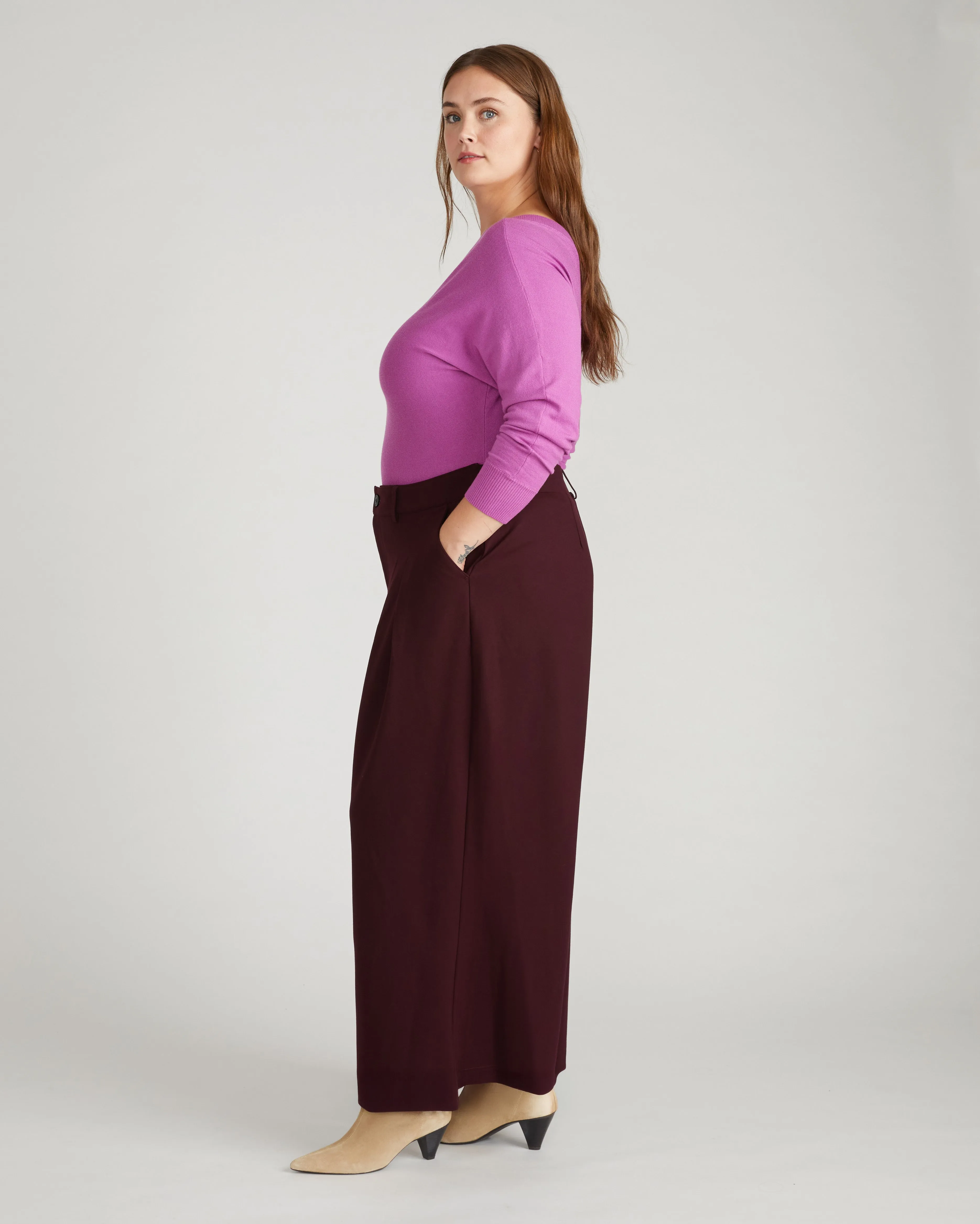 Palais Wide Leg Ponte Pants - Black Cherry sold by Universal Standard product image thumbnail 2