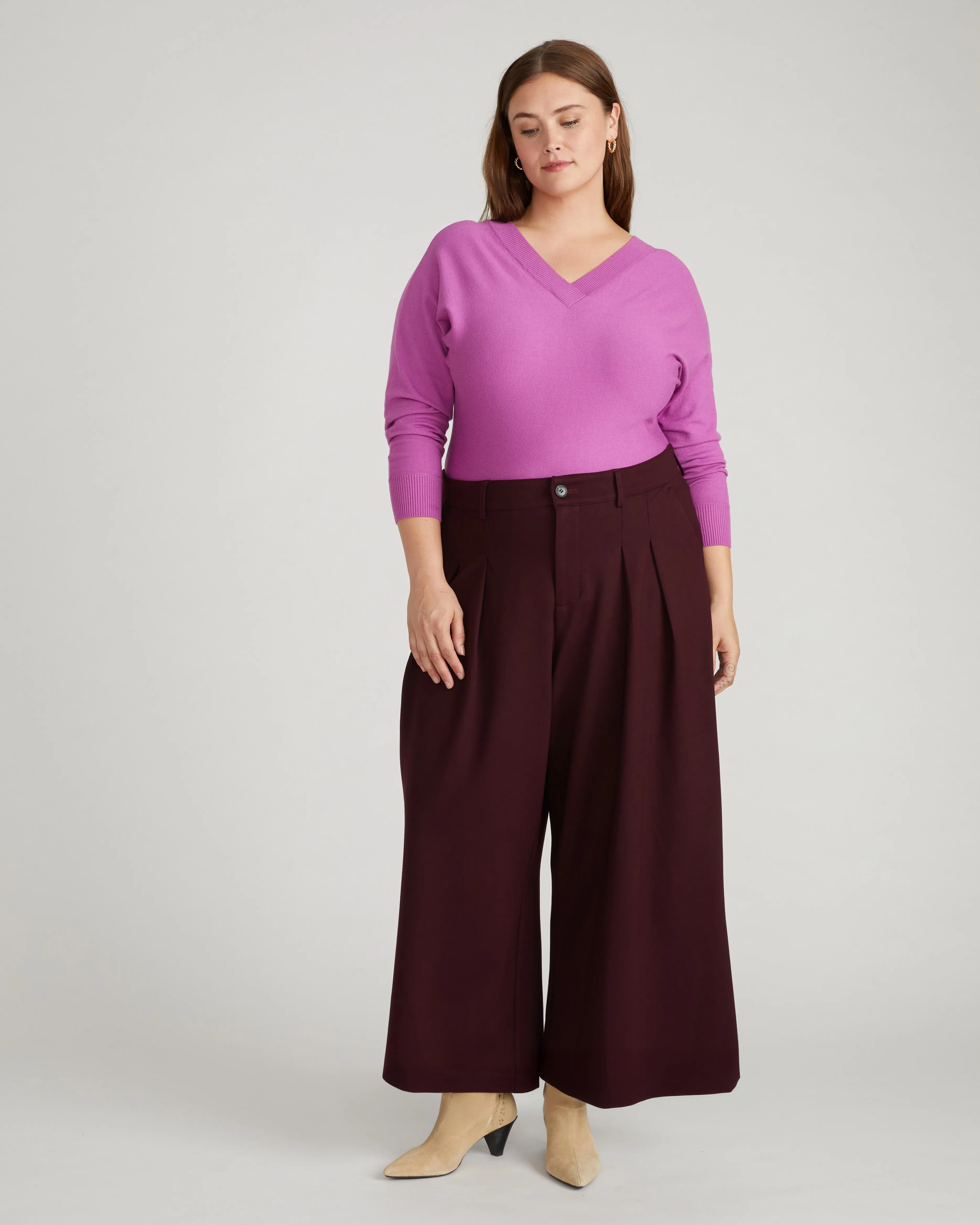 Palais Wide Leg Ponte Pants - Black Cherry sold by Universal Standard