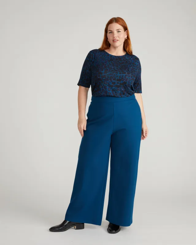 Stephanie Wide Leg Ponte Pants - Deep Teal sold by Universal Standard