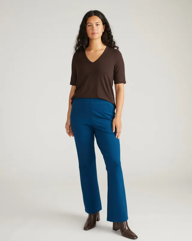 Pull On Bootcut Ponte Pants - Deep Teal sold by Universal Standard