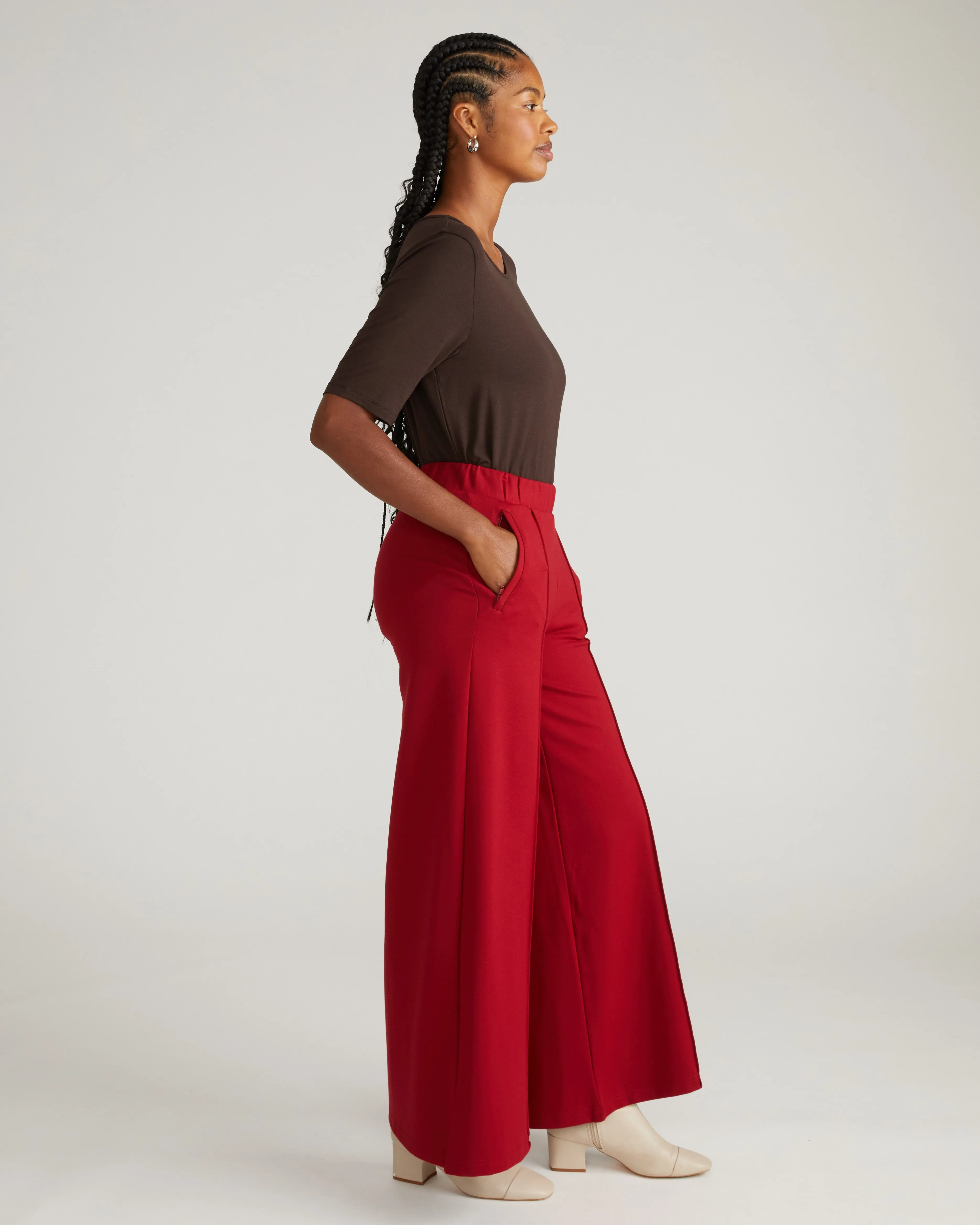 Pam Pintuck Wide Leg Ponte Pants - Garnet sold by Universal Standard product image thumbnail 3