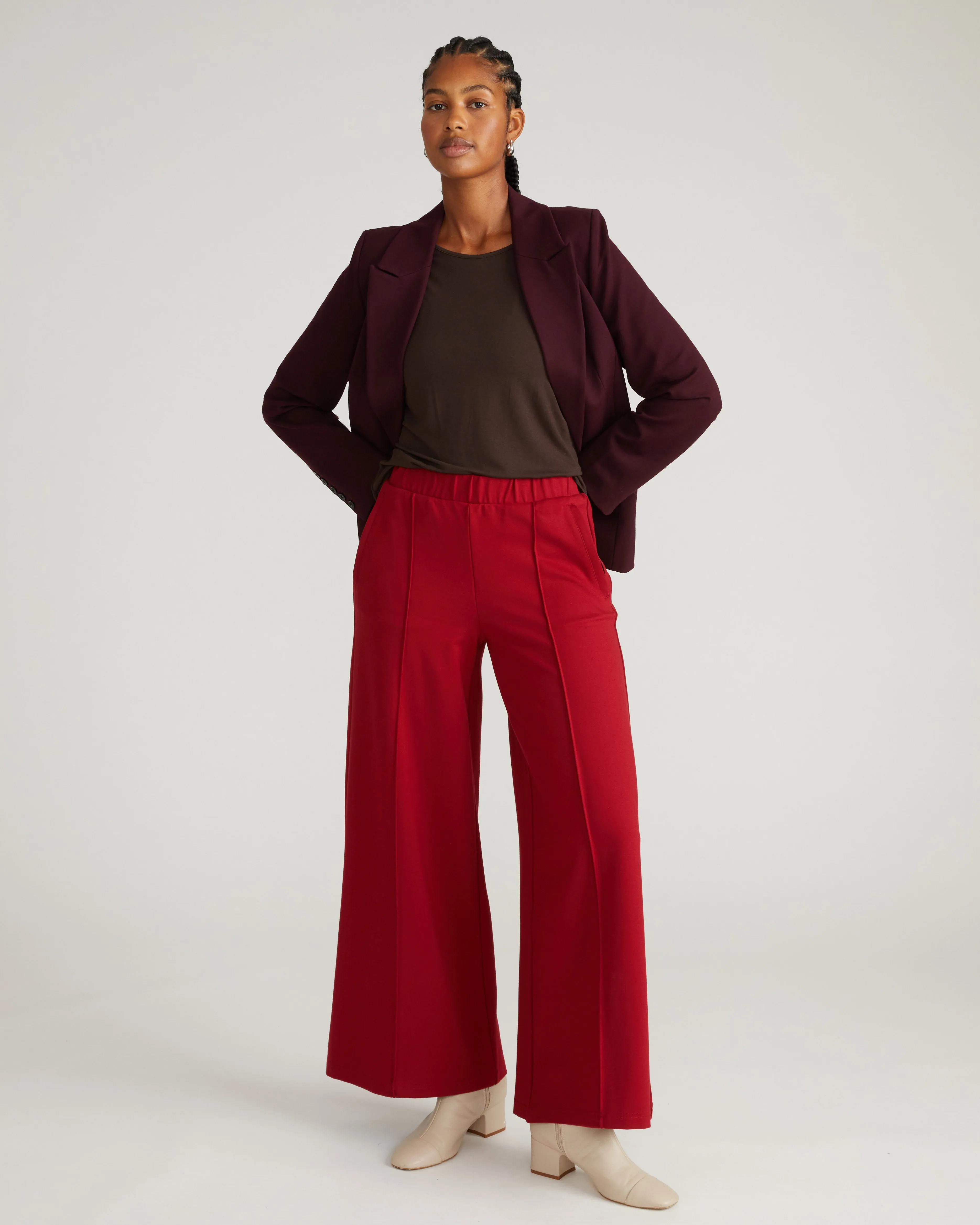 Pam Pintuck Wide Leg Ponte Pants - Garnet sold by Universal Standard product image thumbnail 2