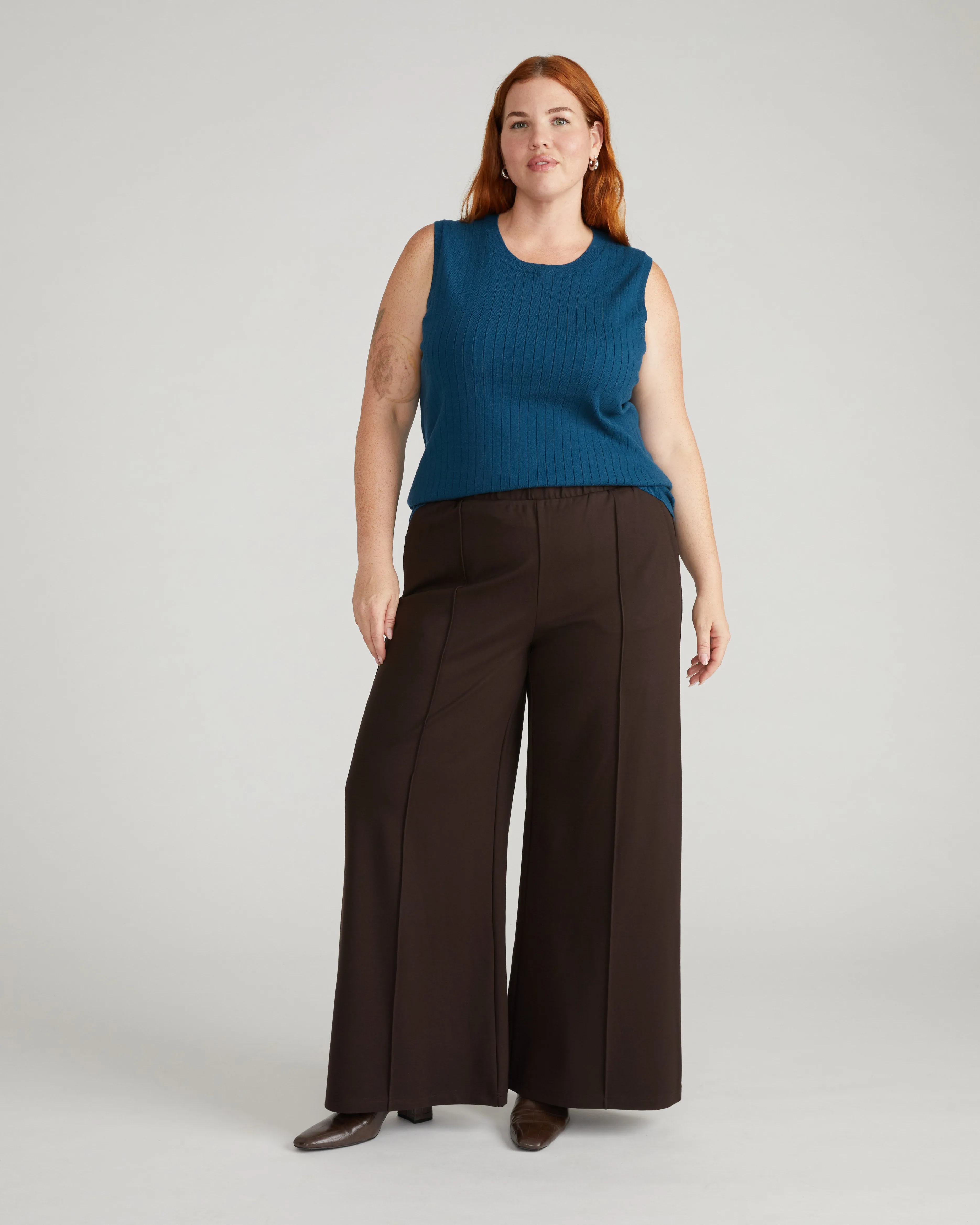 Pam Pintuck Wide Leg Ponte Pants - Espresso sold by Universal Standard product image thumbnail 5