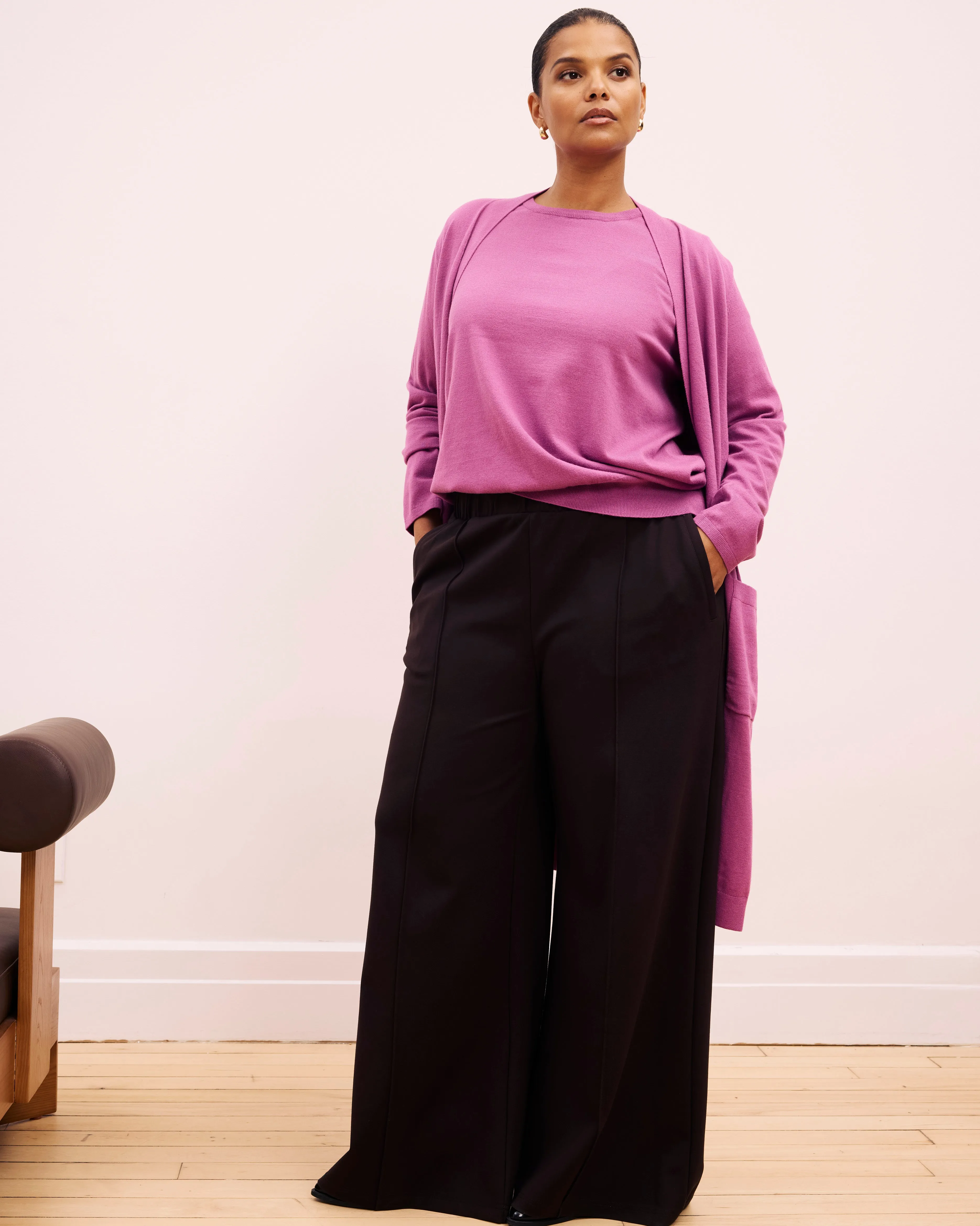 Pam Pintuck Wide Leg Ponte Pants - Espresso sold by Universal Standard