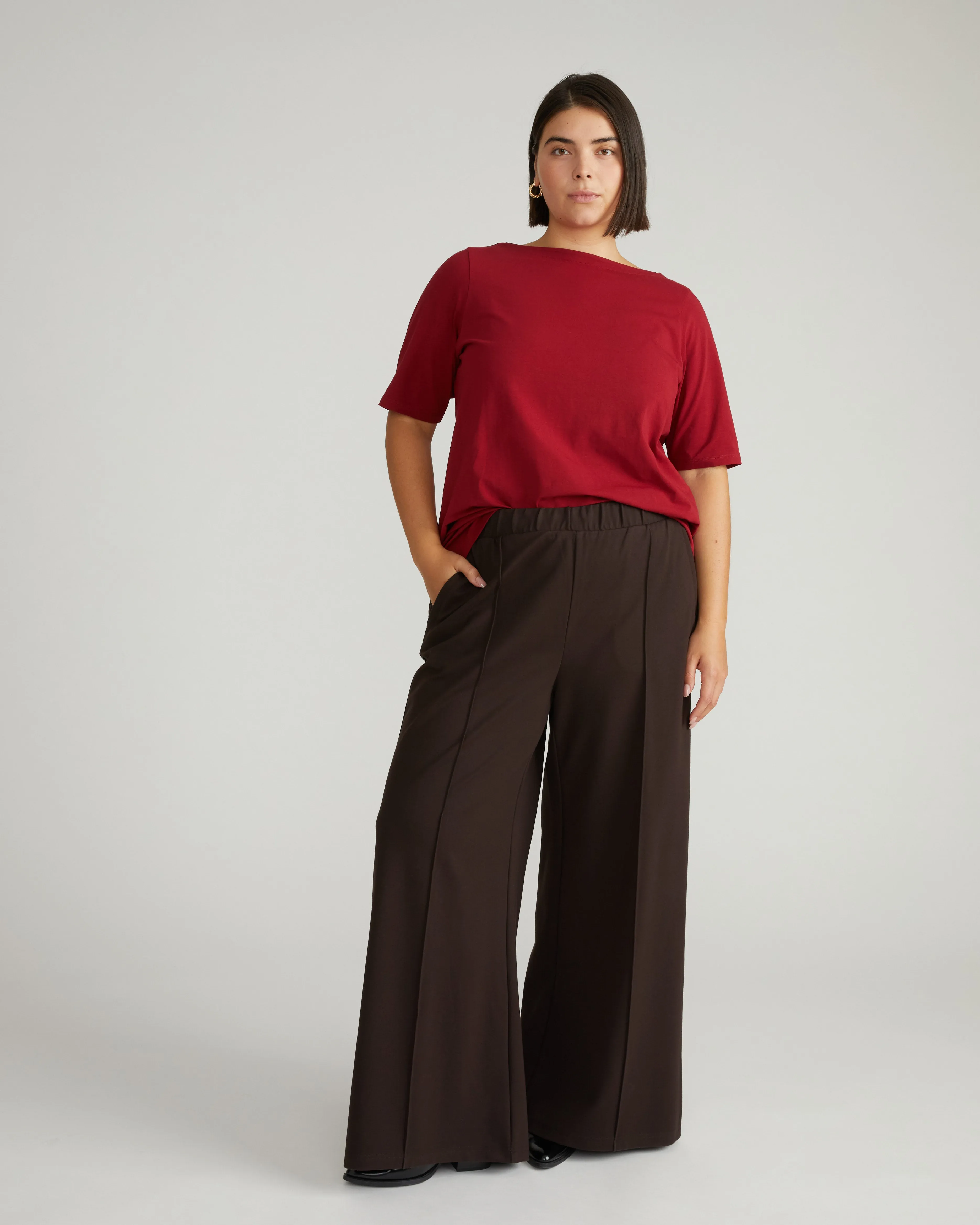 Pam Pintuck Wide Leg Ponte Pants - Espresso sold by Universal Standard product image thumbnail 3