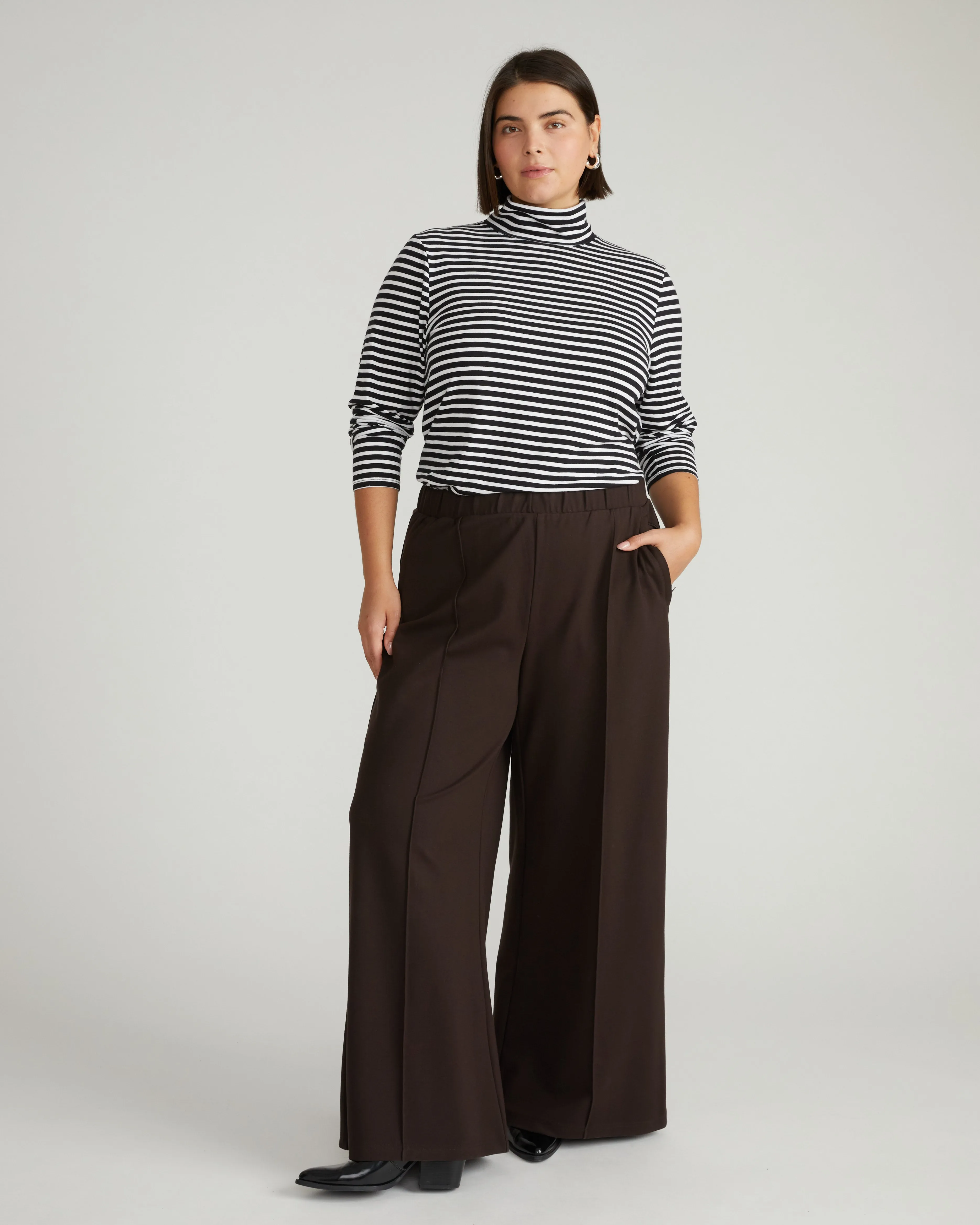 Pam Pintuck Wide Leg Ponte Pants - Espresso sold by Universal Standard product image thumbnail 4