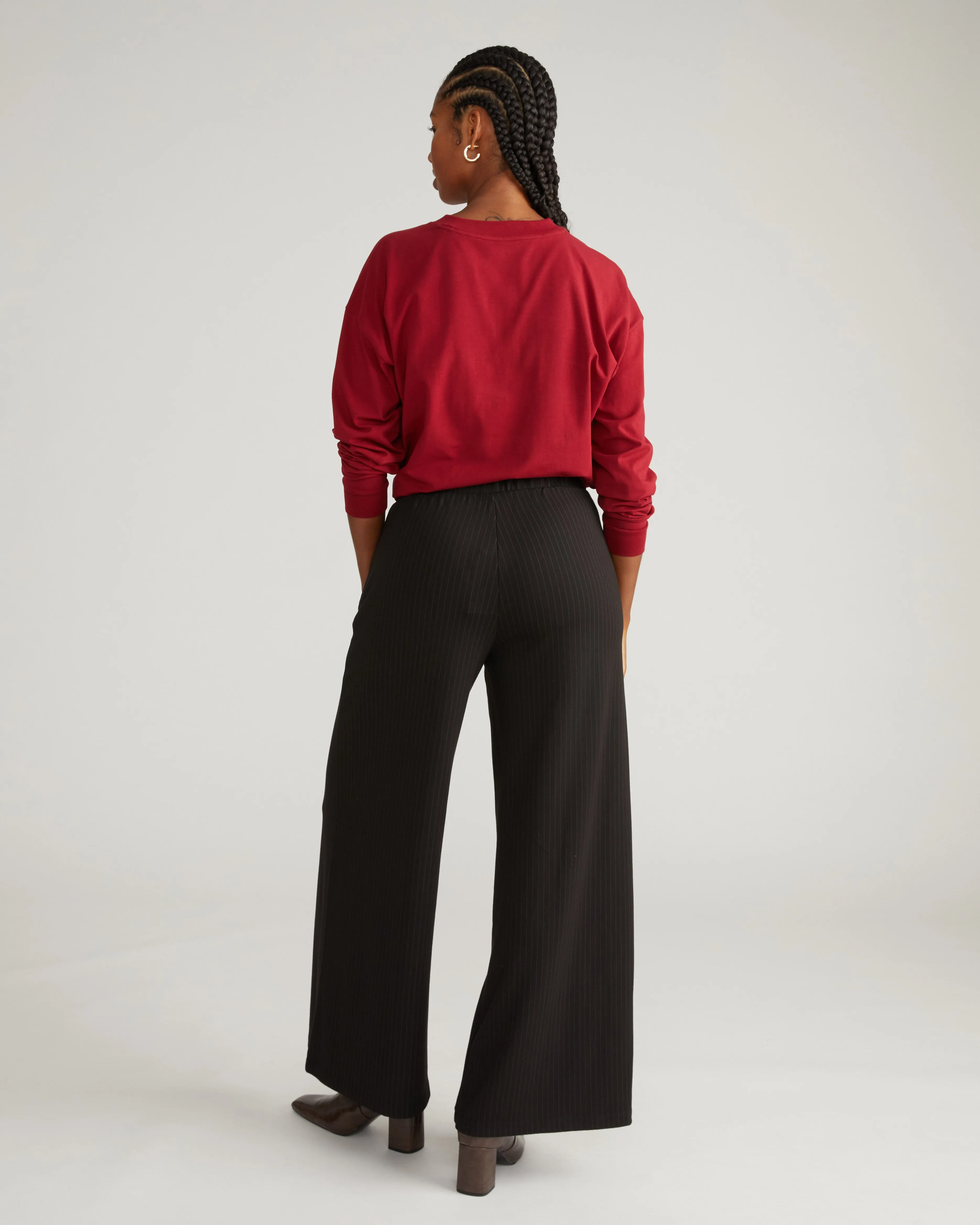 Pam Pintuck Wide Leg Ponte Pants - Slate Pinstripe sold by Universal Standard product image thumbnail 4