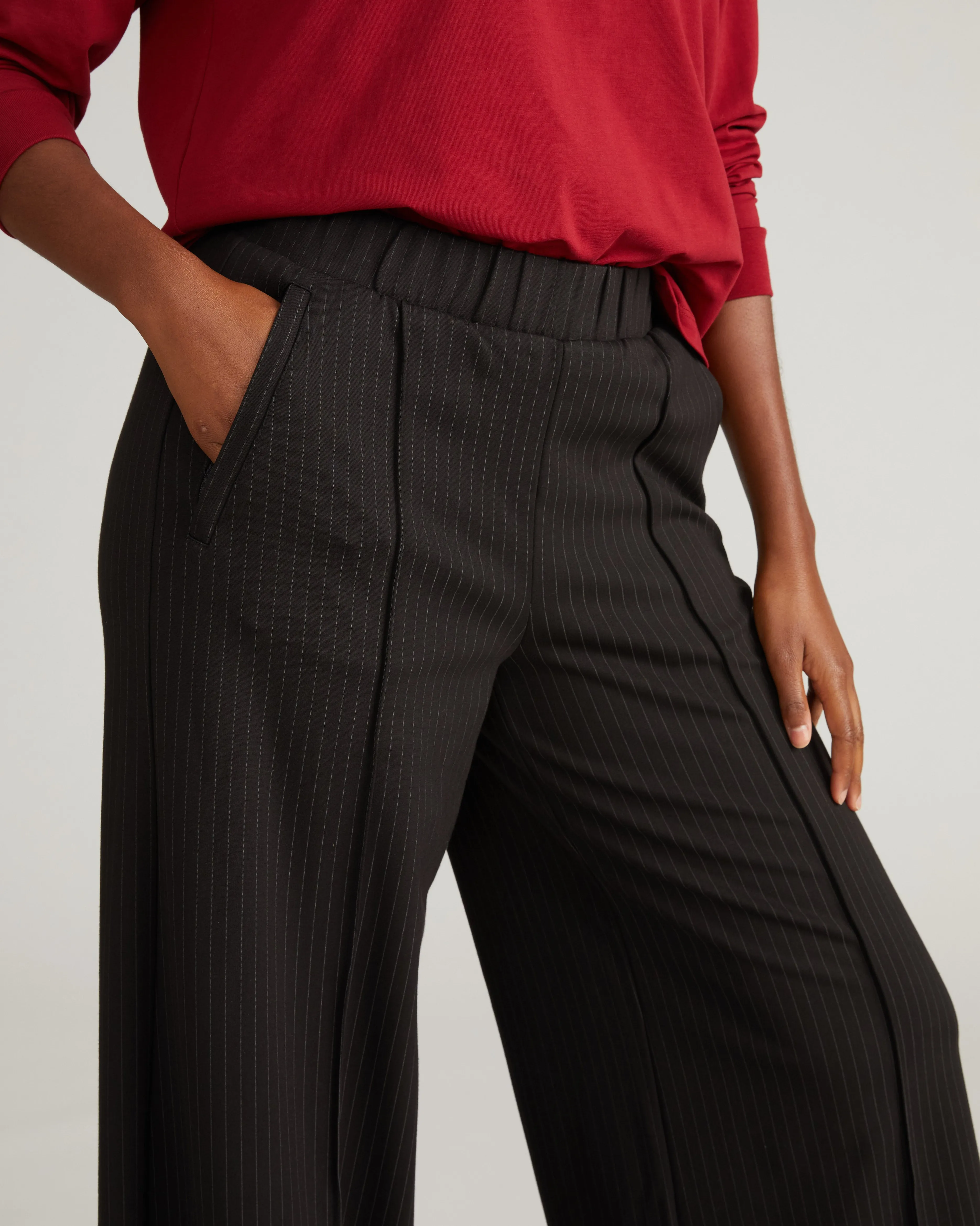 Pam Pintuck Wide Leg Ponte Pants - Slate Pinstripe sold by Universal Standard product image thumbnail 3