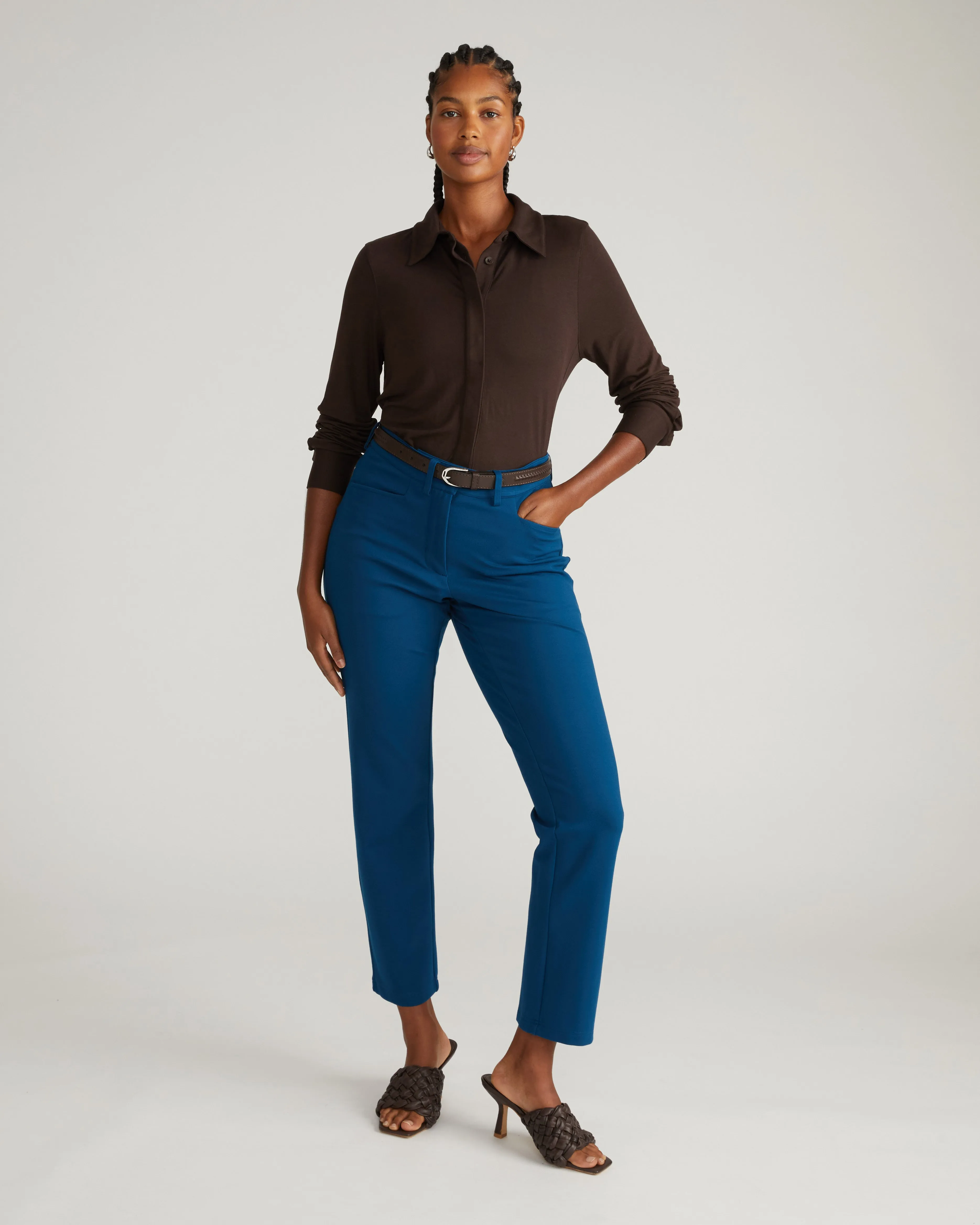 Long Cigarette Ponte Pants - Deep Teal sold by Universal Standard product image thumbnail 2