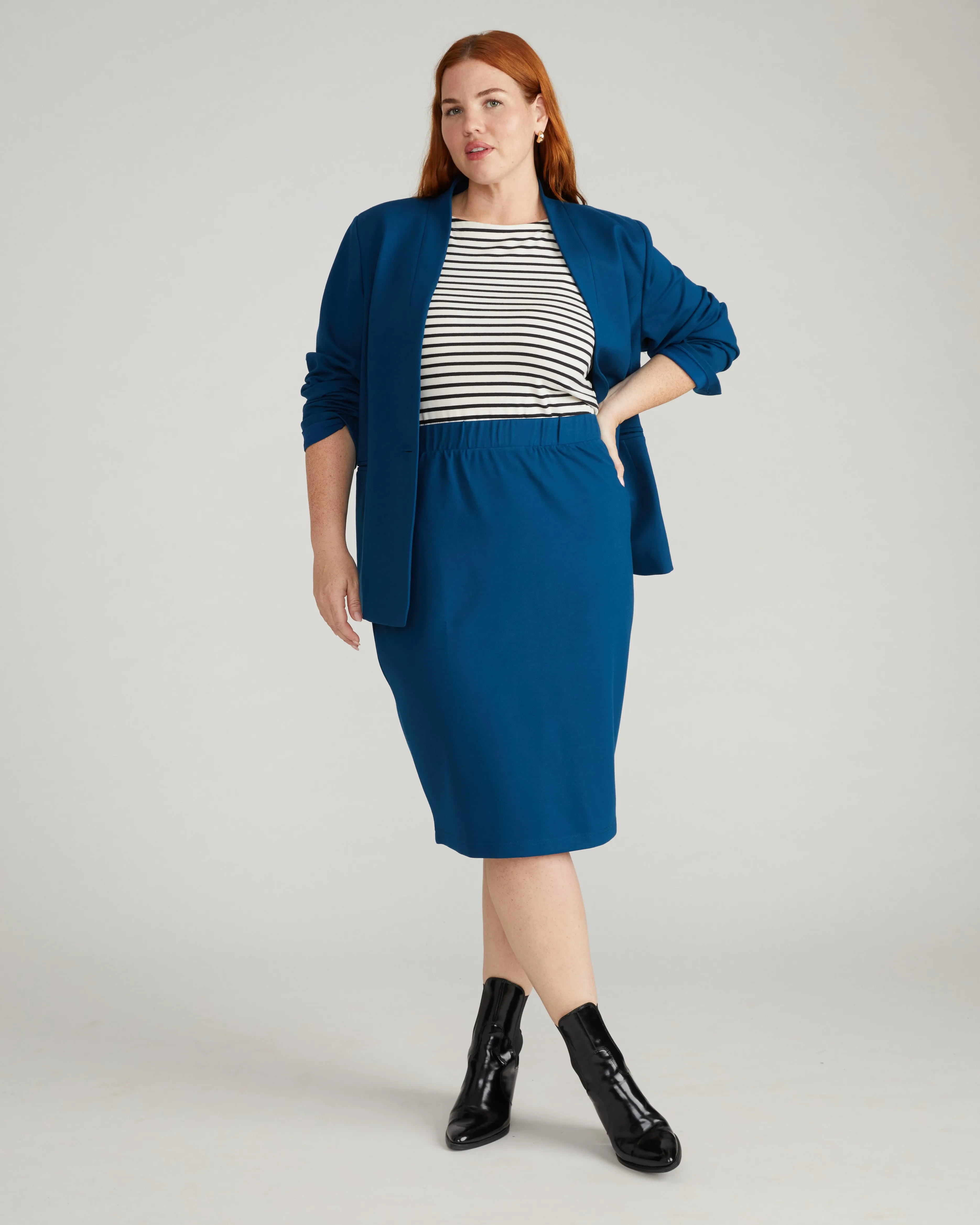 Danube Ponte Skirt - Deep Teal sold by Universal Standard