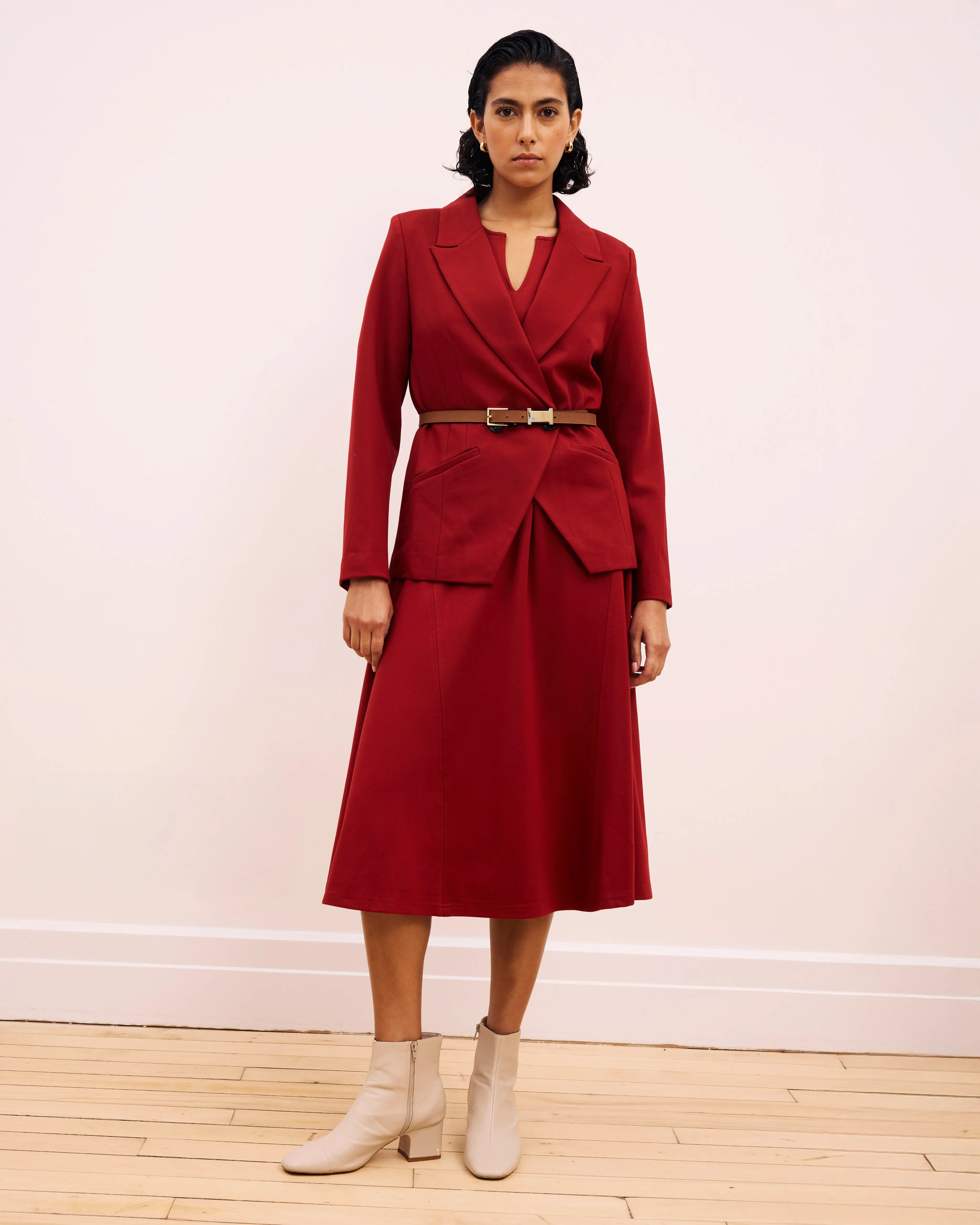 Bianca Double Breasted Ponte Blazer - Garnet sold by Universal Standard