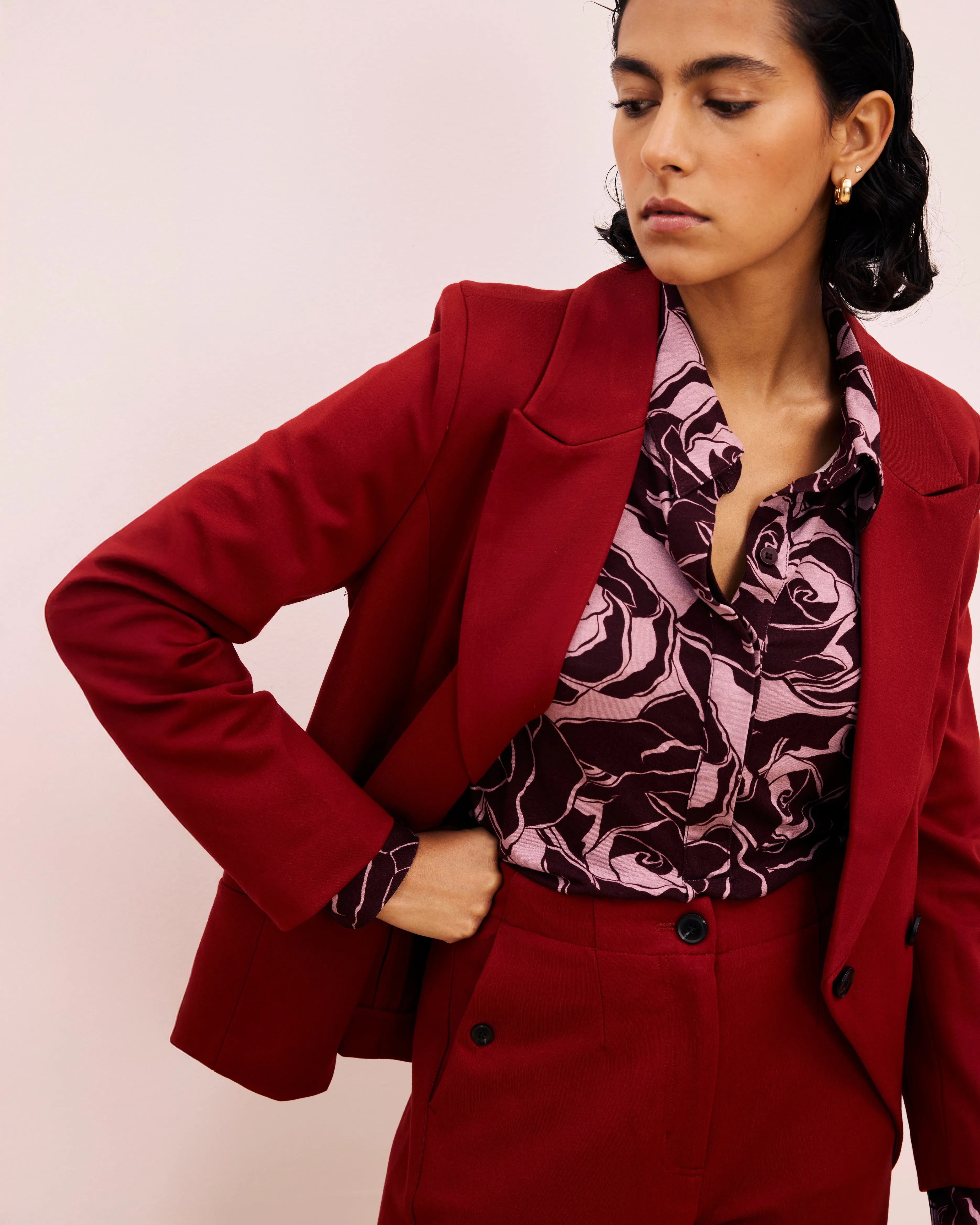 Bianca Double Breasted Ponte Blazer - Garnet sold by Universal Standard product image thumbnail 2