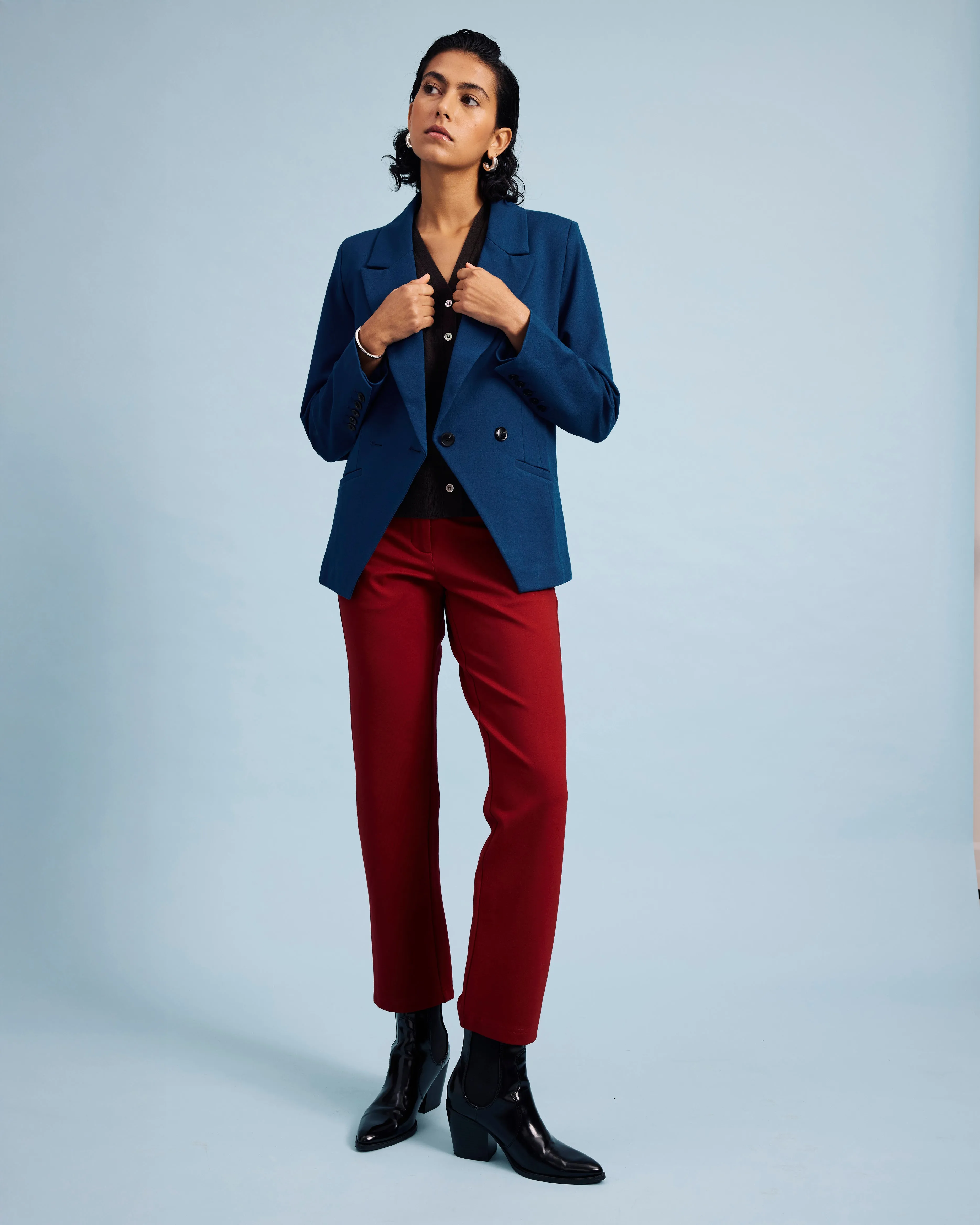 Bianca Double Breasted Ponte Blazer - Deep Teal sold by Universal Standard