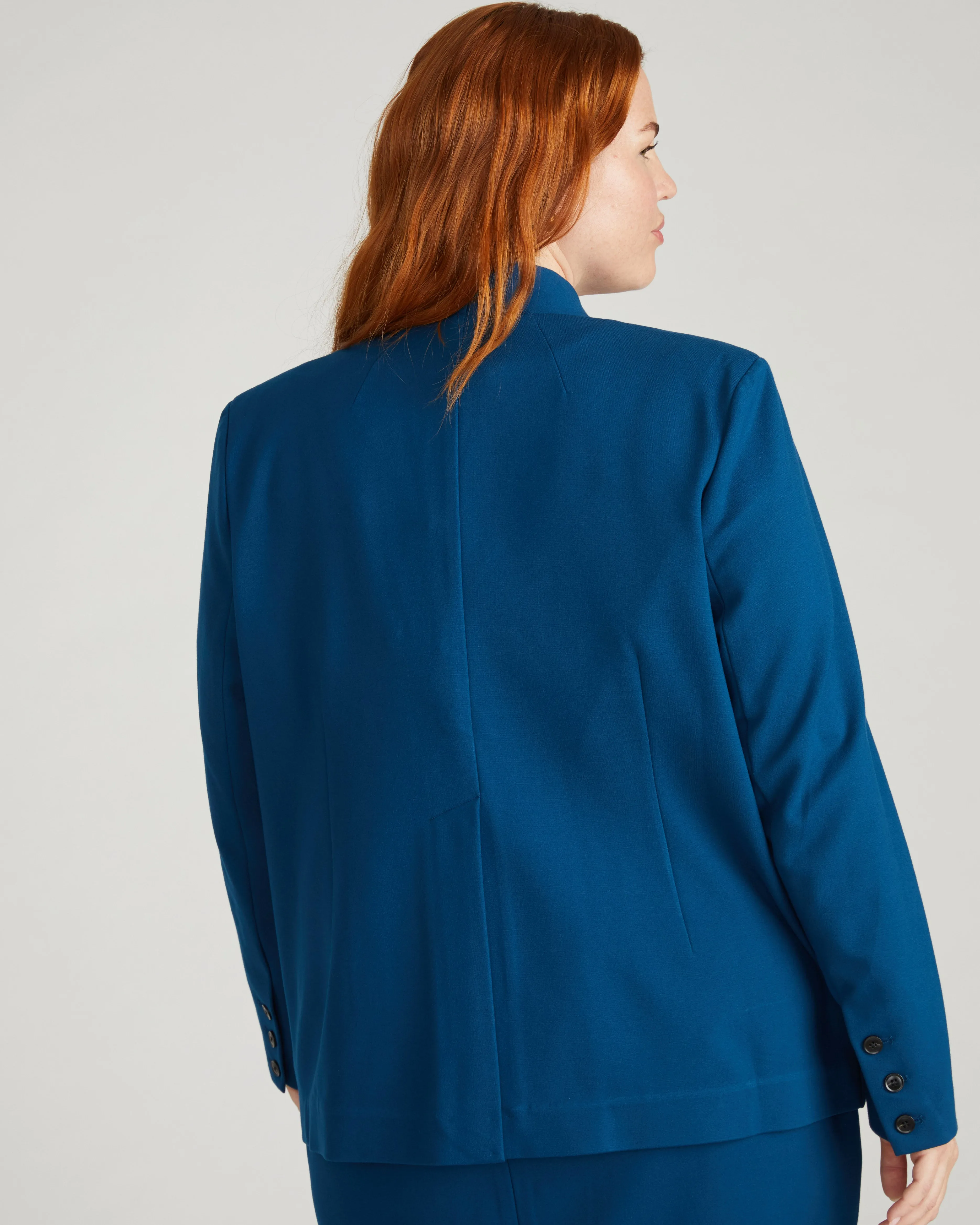 Lennox Collarless Ponte Blazer - Deep Teal sold by Universal Standard product image thumbnail 5