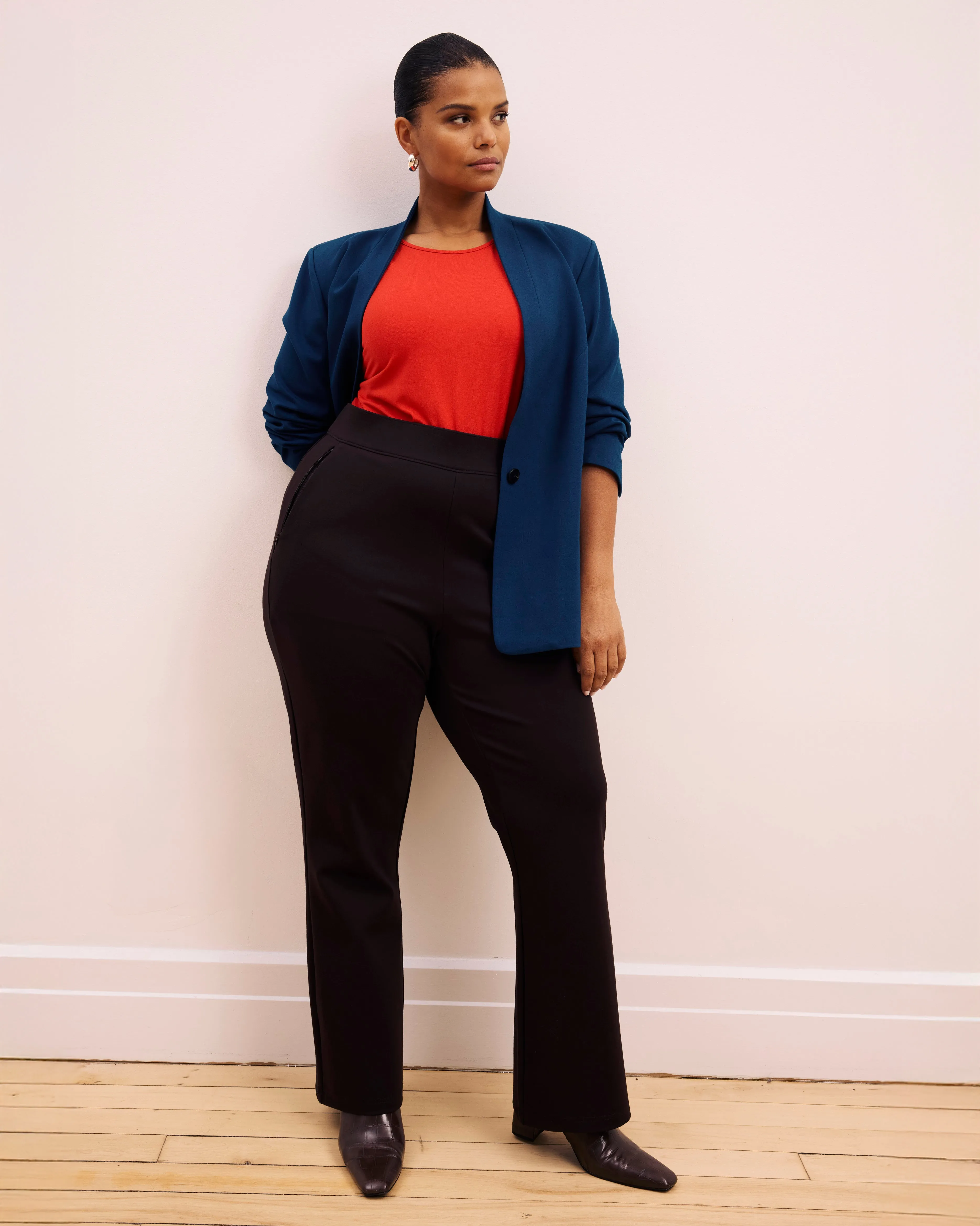 Lennox Collarless Ponte Blazer - Deep Teal sold by Universal Standard product image thumbnail 2