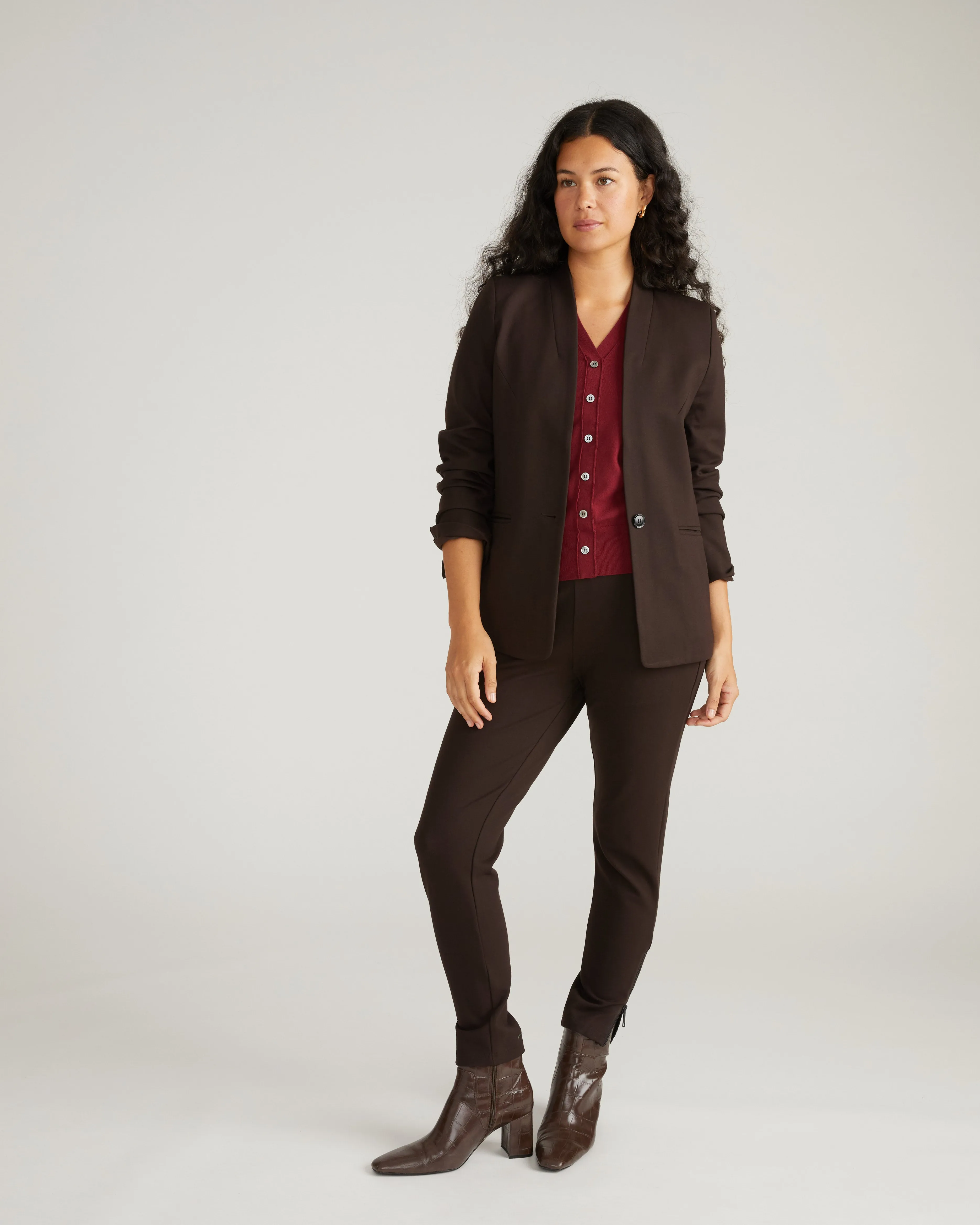 Lennox Collarless Ponte Blazer - Espresso sold by Universal Standard product image thumbnail 4