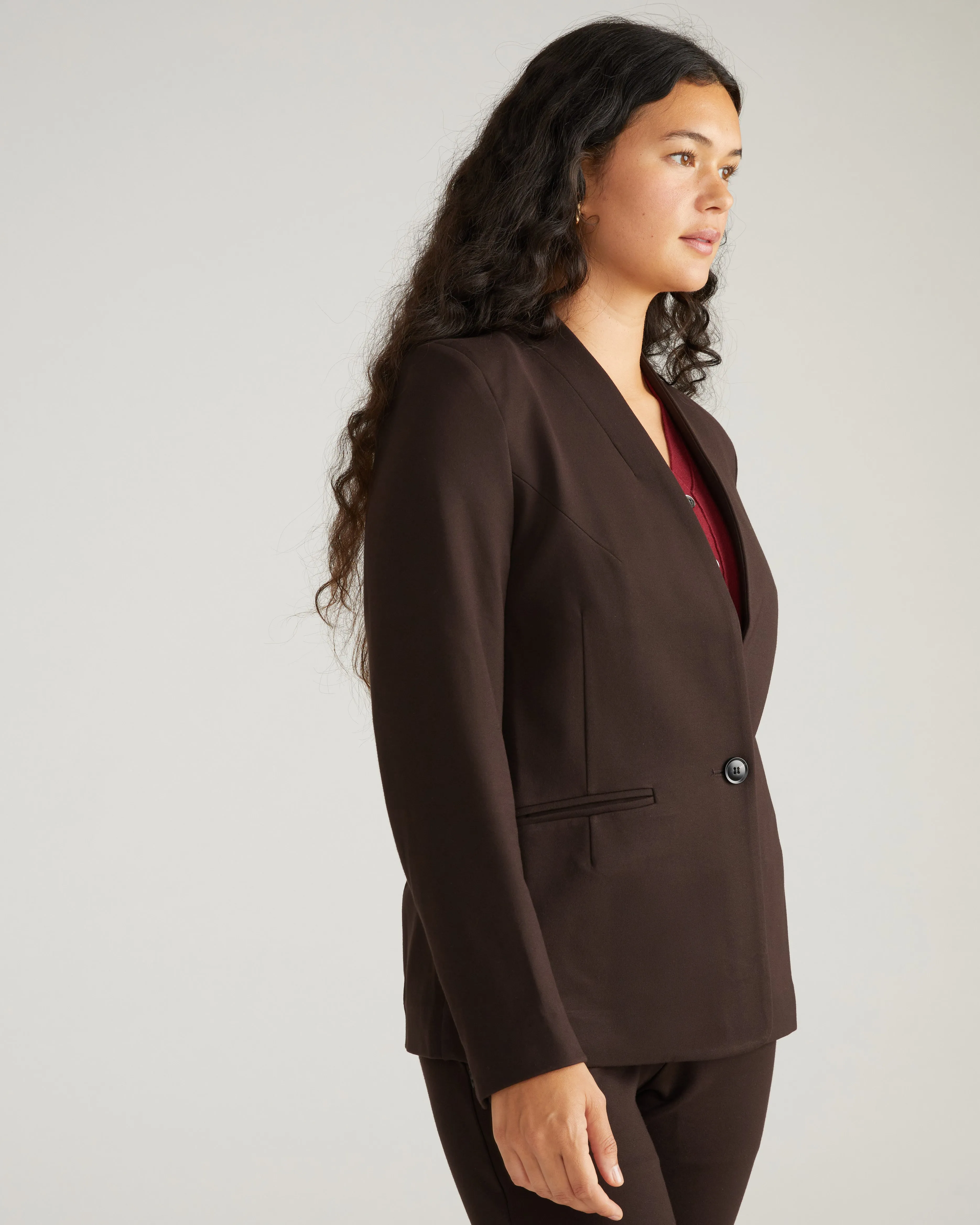 Lennox Collarless Ponte Blazer - Espresso sold by Universal Standard product image thumbnail 5