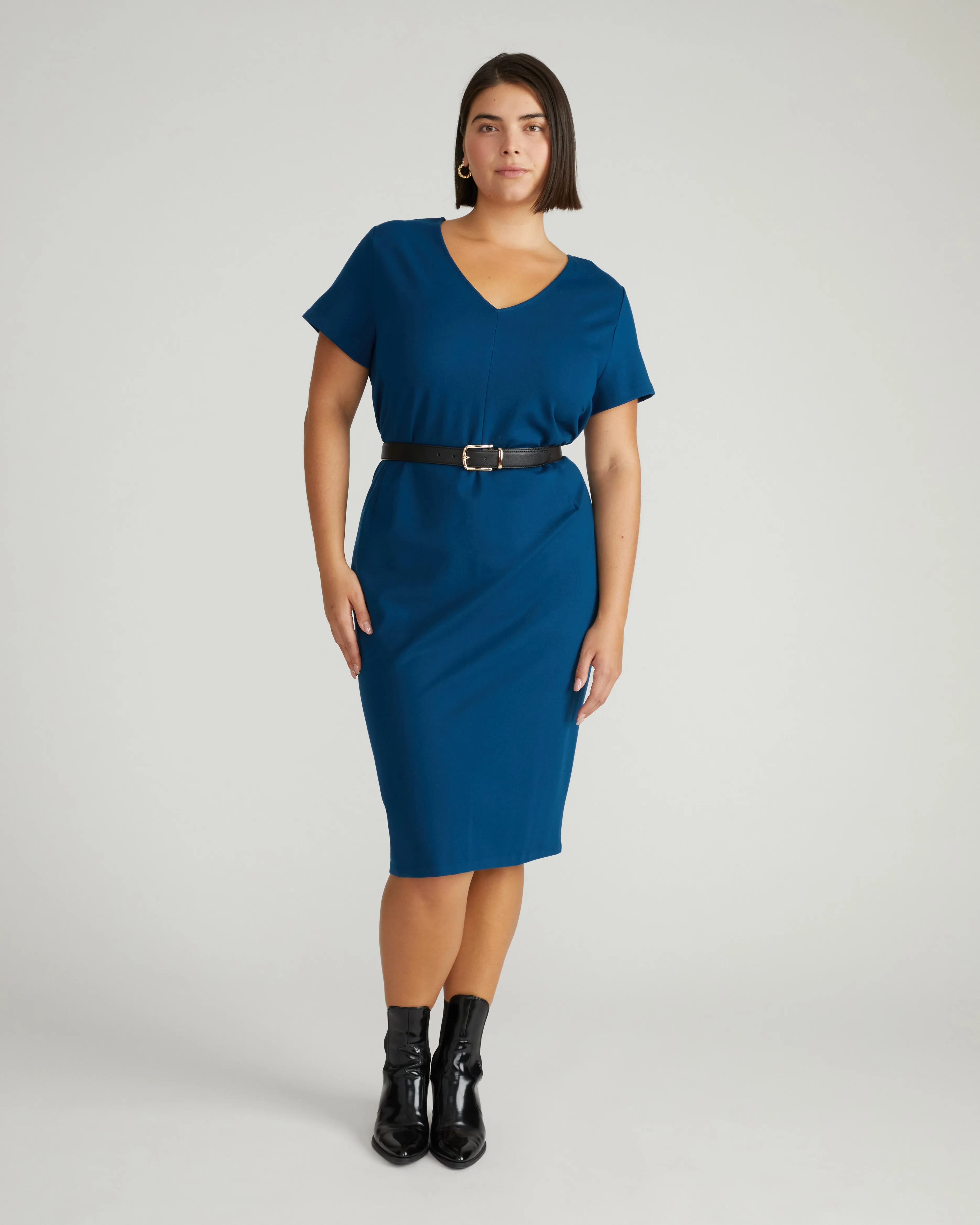 Executive V Neck Ponte Dress - Deep Teal sold by Universal Standard
