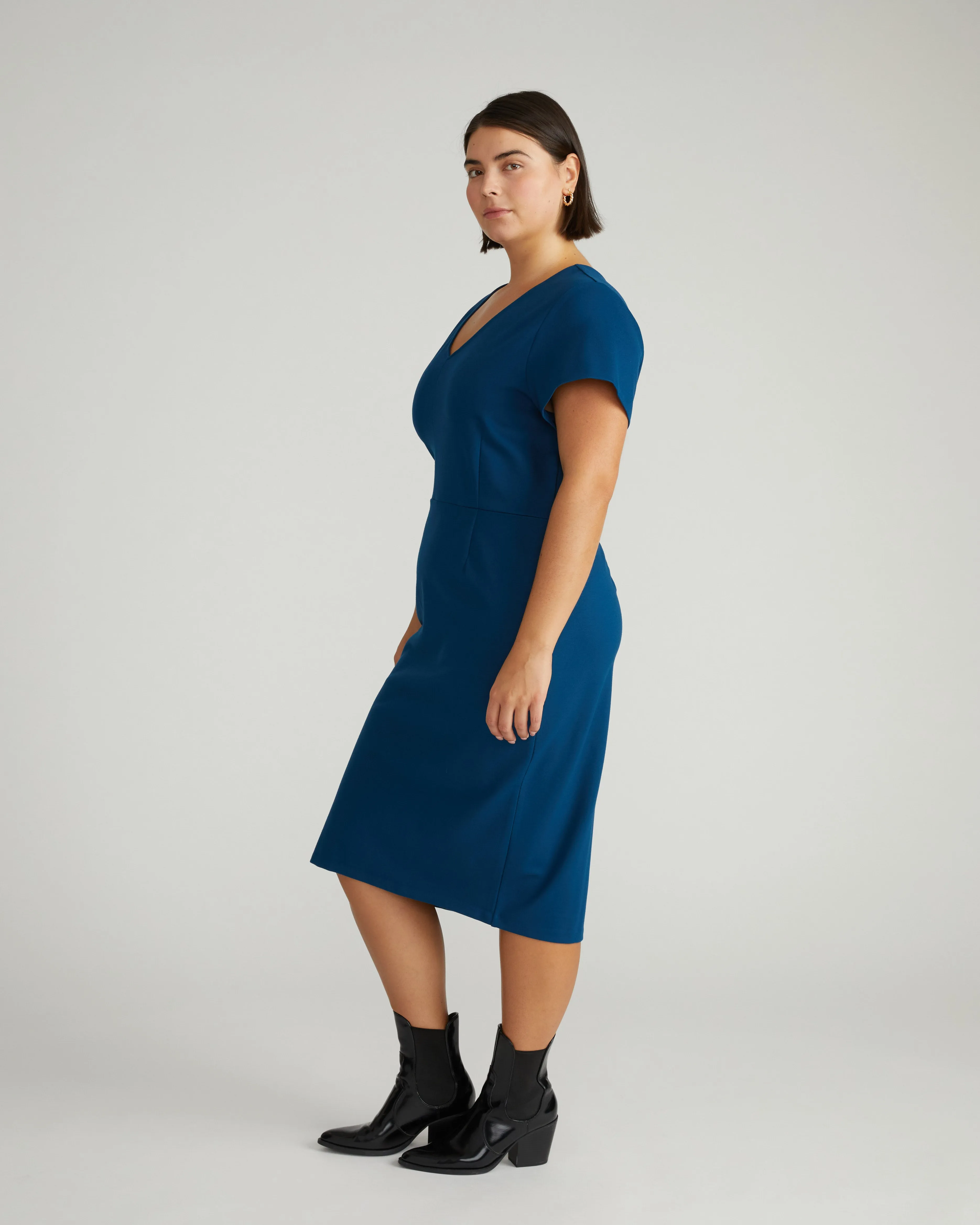 Executive V Neck Ponte Dress - Deep Teal sold by Universal Standard product image thumbnail 2