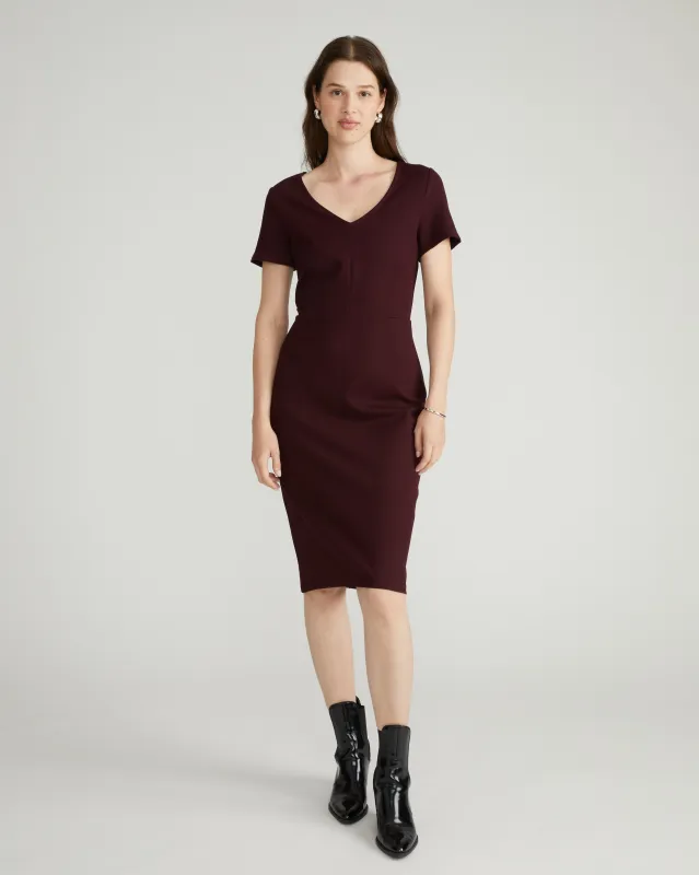 Executive V Neck Ponte Dress - Black Cherry sold by Universal Standard