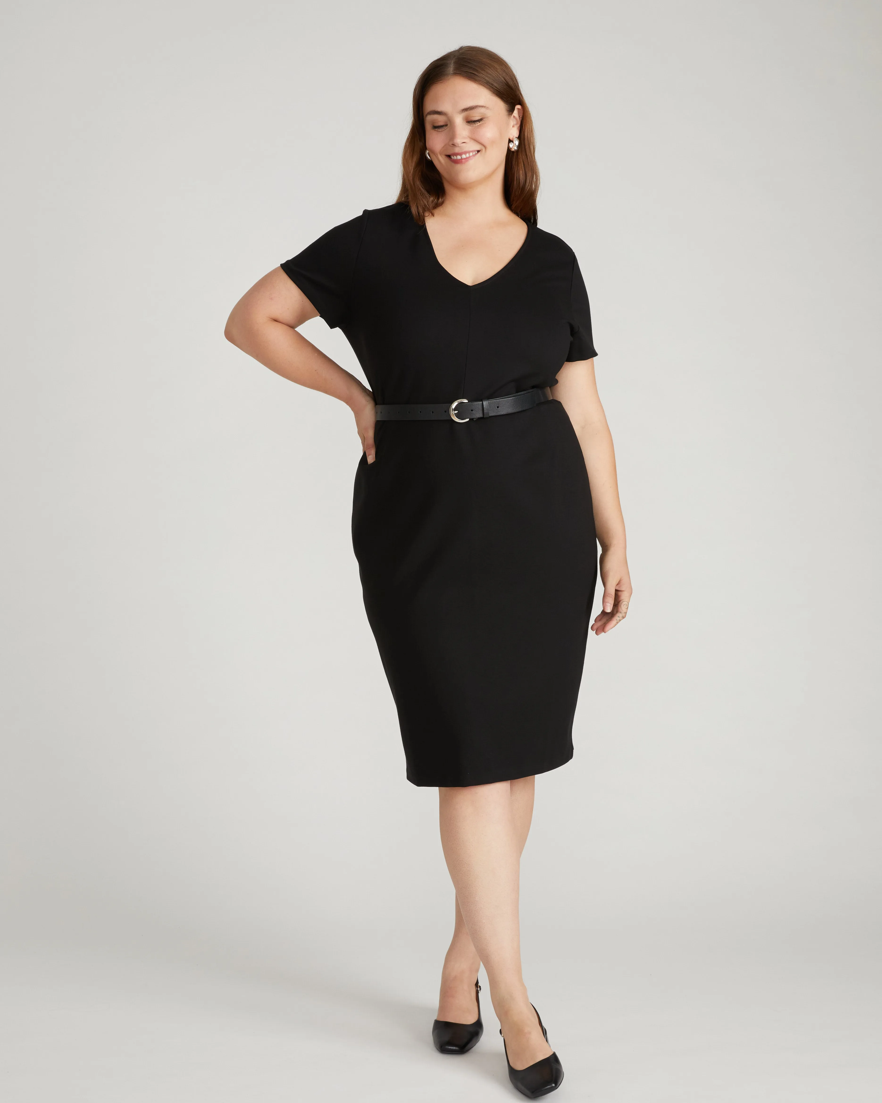 Executive V Neck Ponte Dress - Black sold by Universal Standard