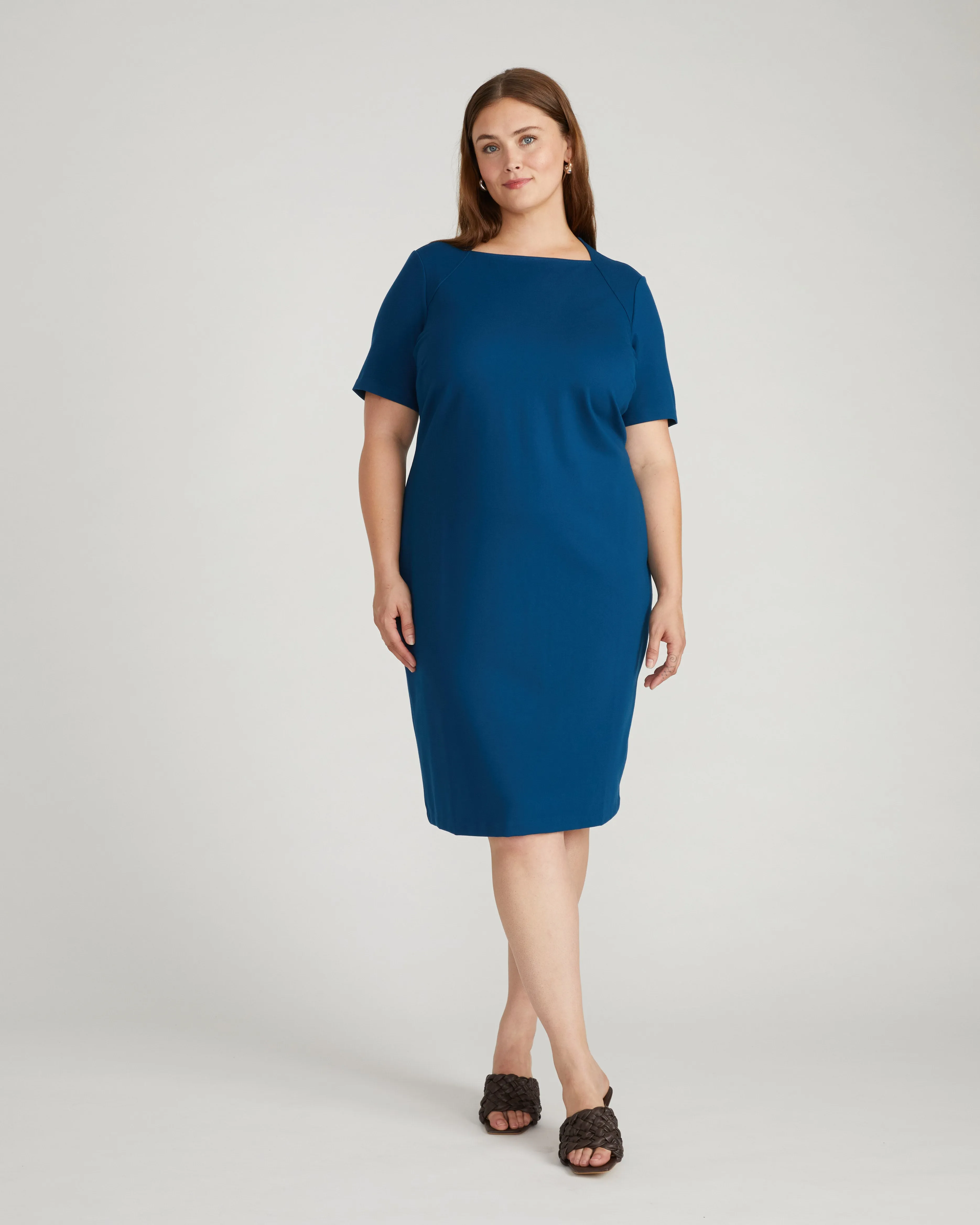Envelope Neck Ponte Dress - Deep Teal sold by Universal Standard