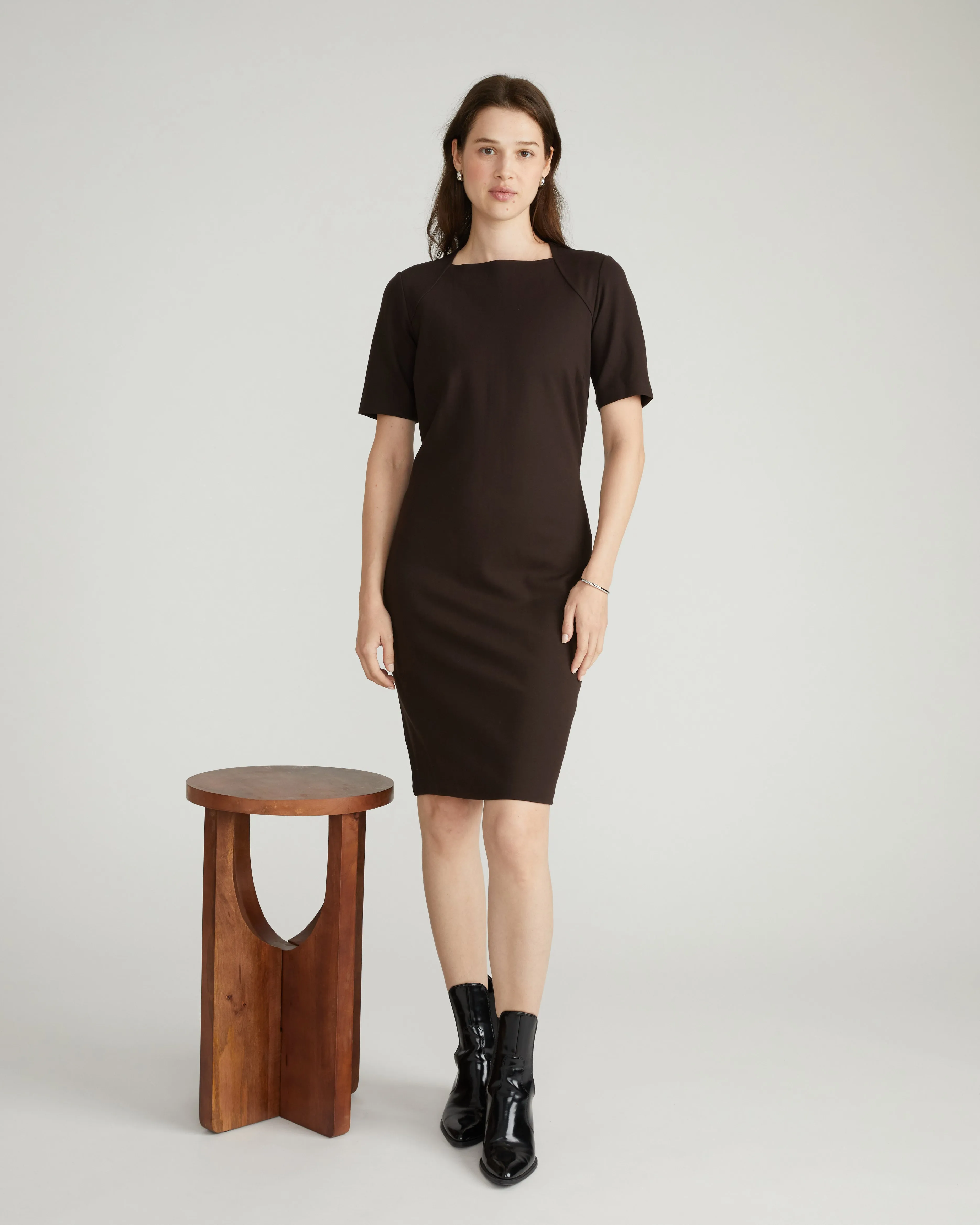 Envelope Neck Ponte Dress - Espresso sold by Universal Standard