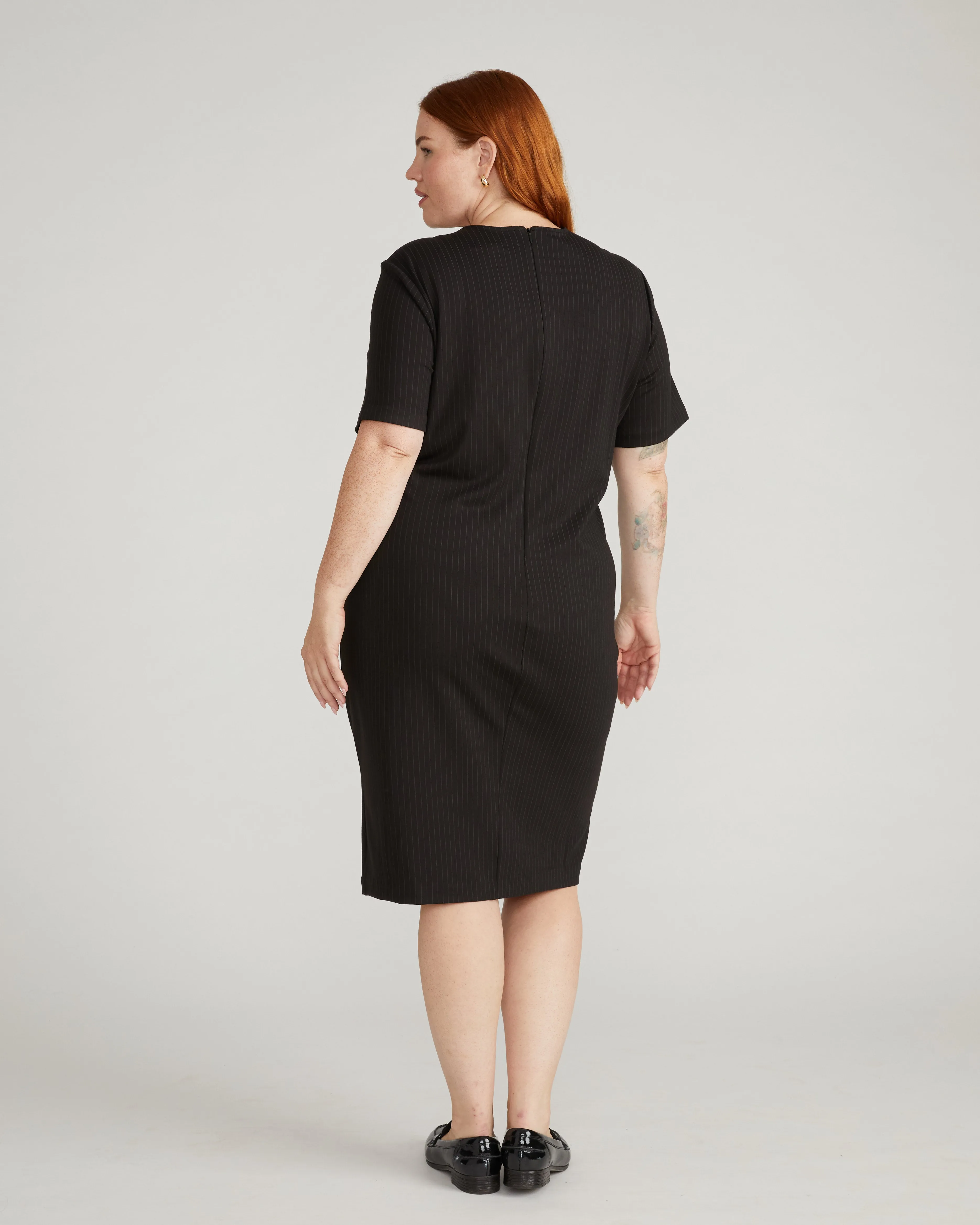 Envelope Neck Ponte Dress - Slate Pinstripe sold by Universal Standard product image thumbnail 4