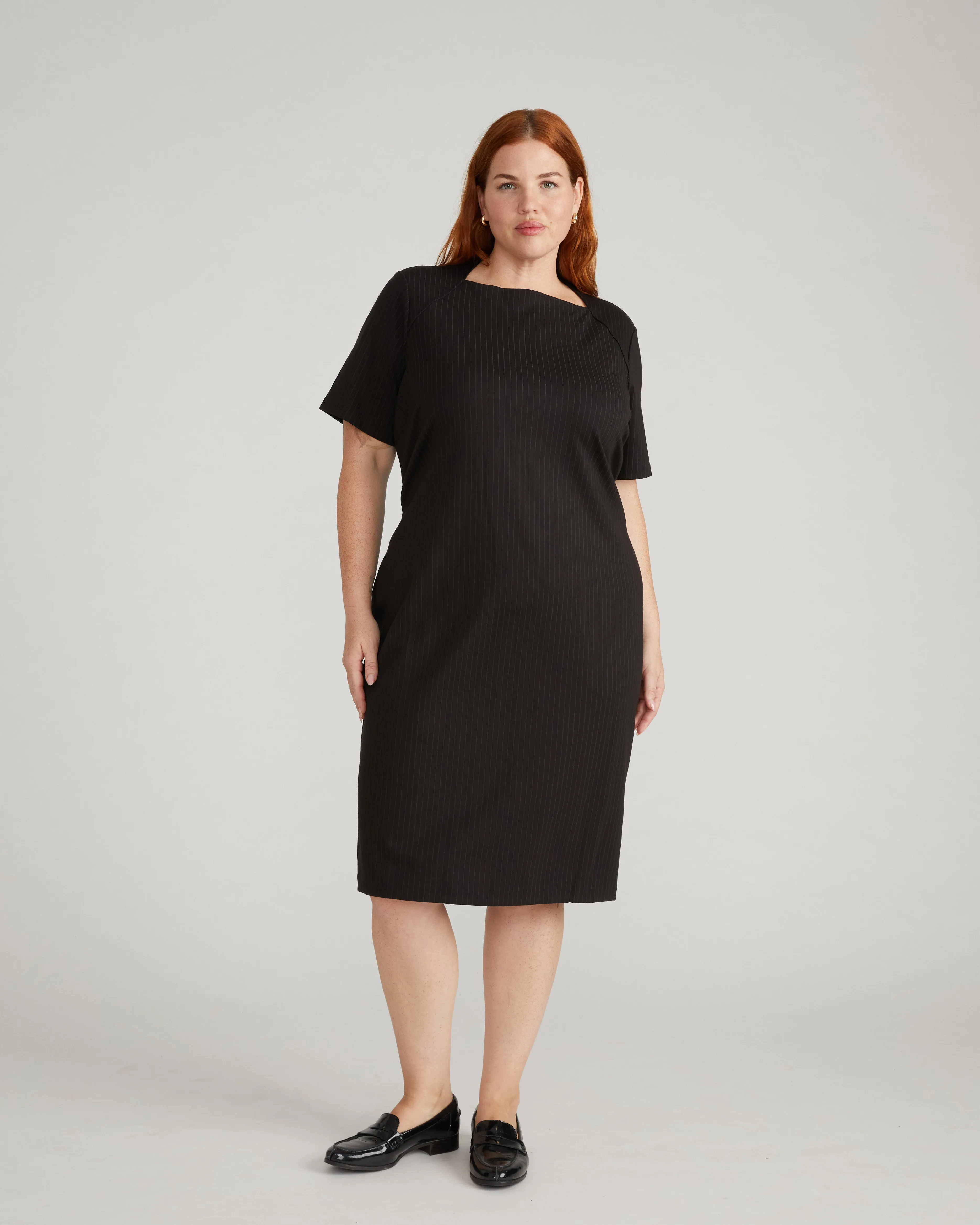 Envelope Neck Ponte Dress - Slate Pinstripe sold by Universal Standard product image thumbnail 2