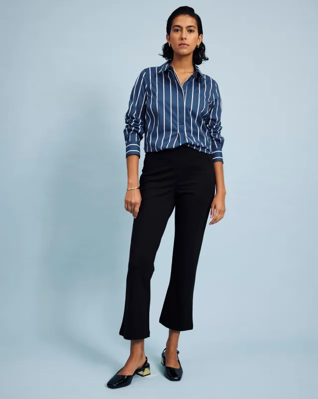 Amaya Ponte Kick Flare Pants - Slate Pinstripe sold by Universal Standard