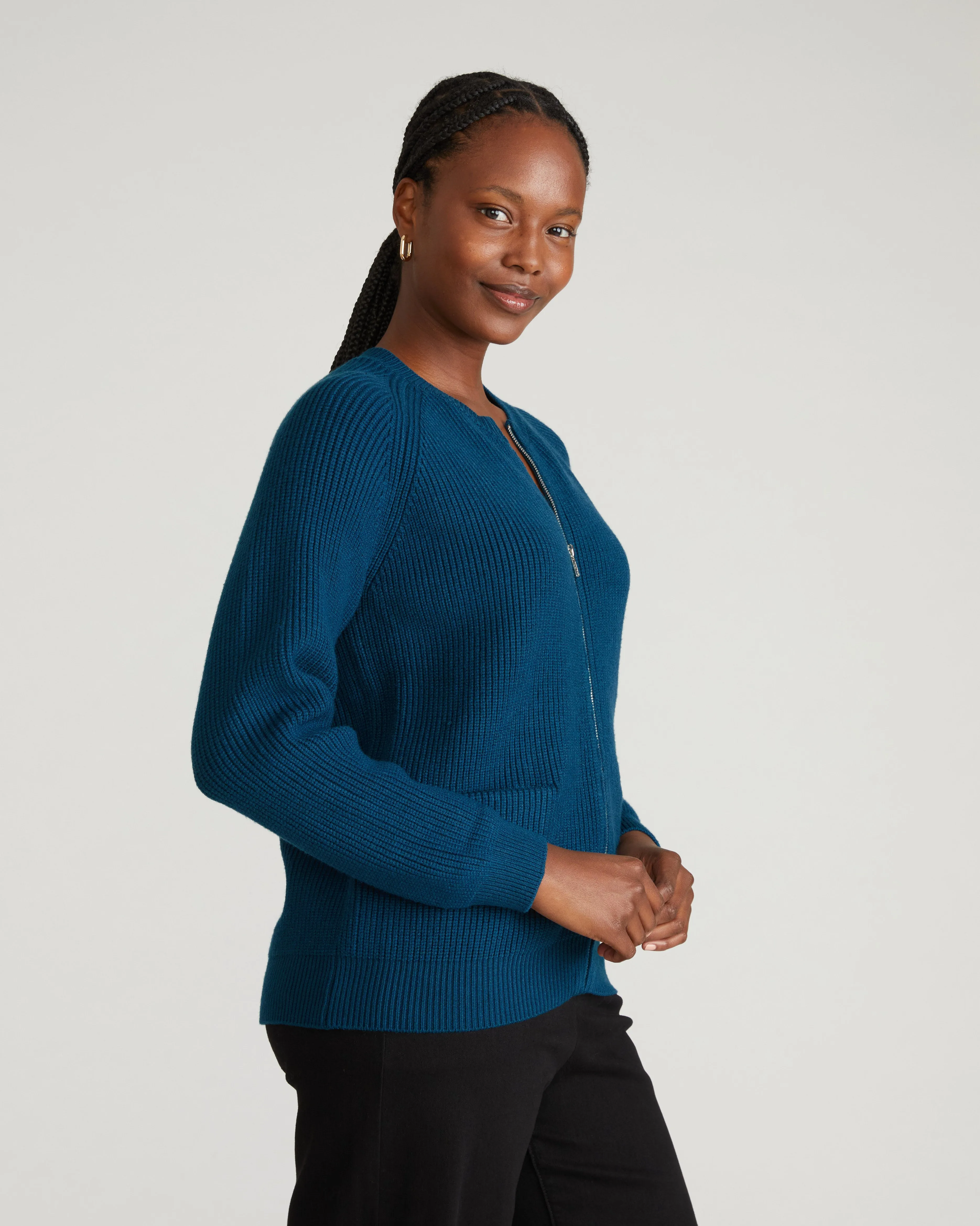 Better-Than-Wool Zip Cardigan - Deep Teal sold by Universal Standard product image thumbnail 2