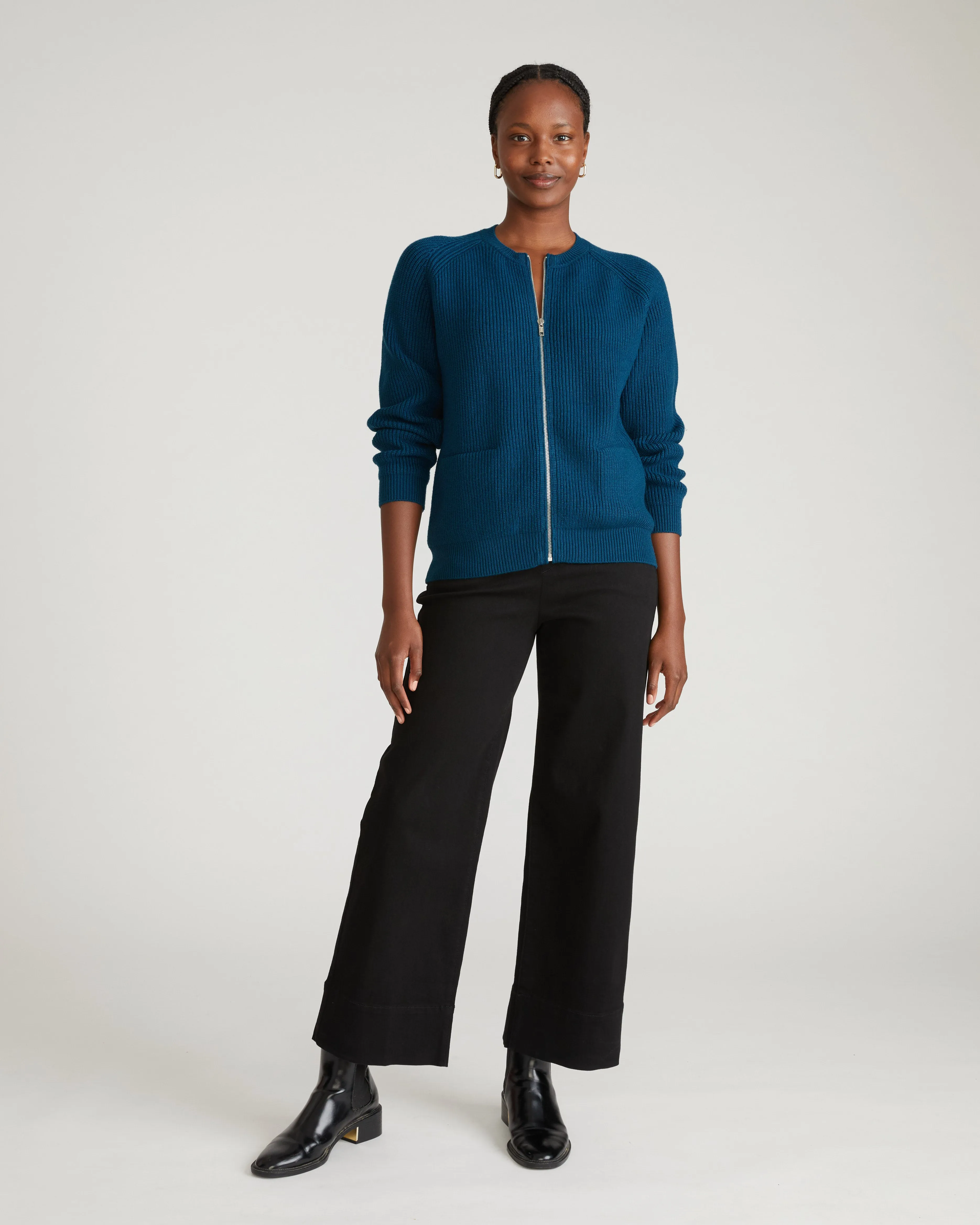 Better-Than-Wool Zip Cardigan - Deep Teal sold by Universal Standard