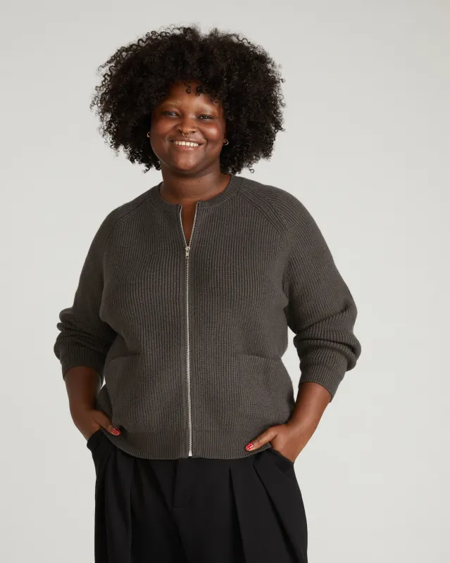 Better-Than-Wool Zip Cardigan - Graphite sold by Universal Standard