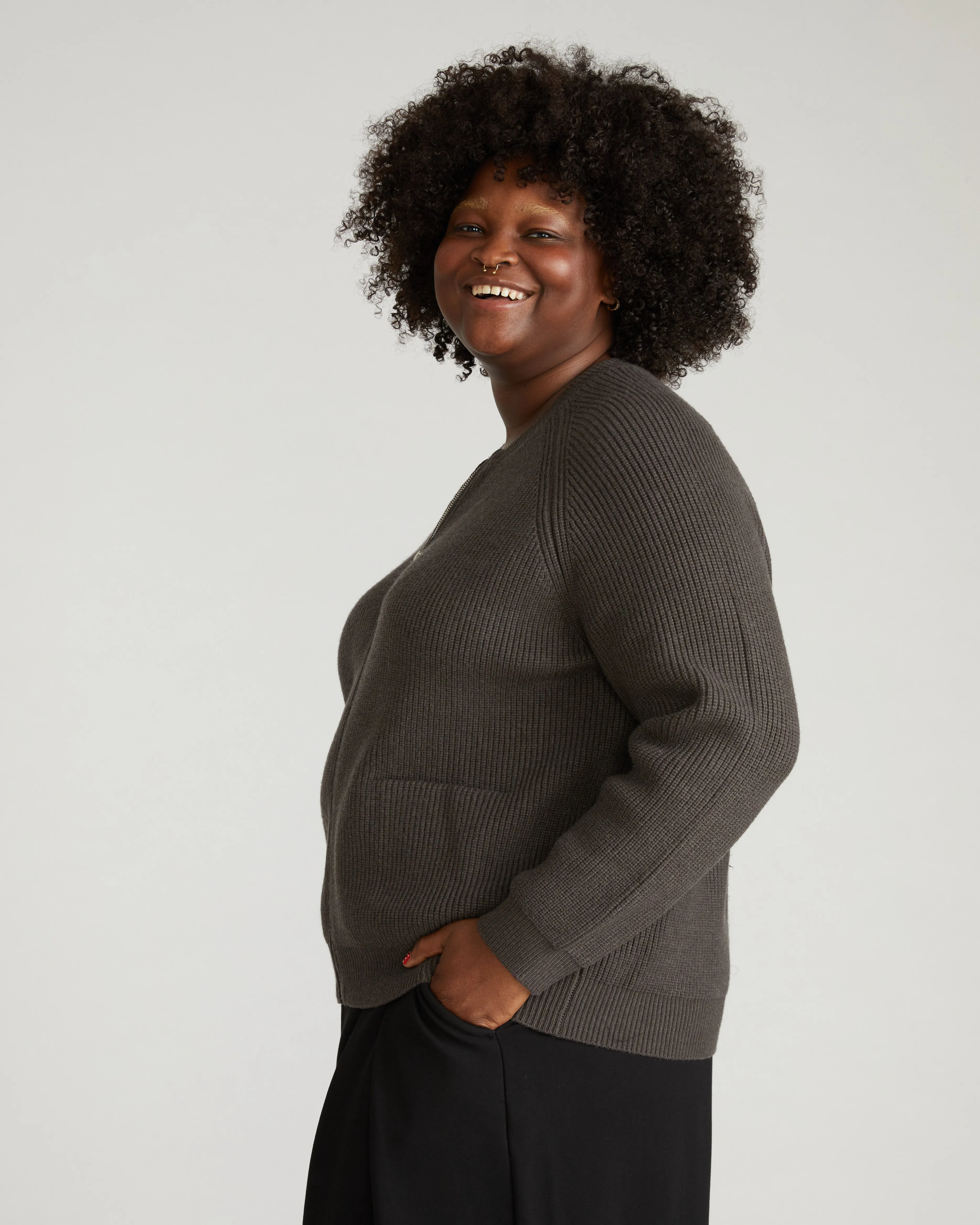 Better-Than-Wool Zip Cardigan - Graphite sold by Universal Standard product image thumbnail 2