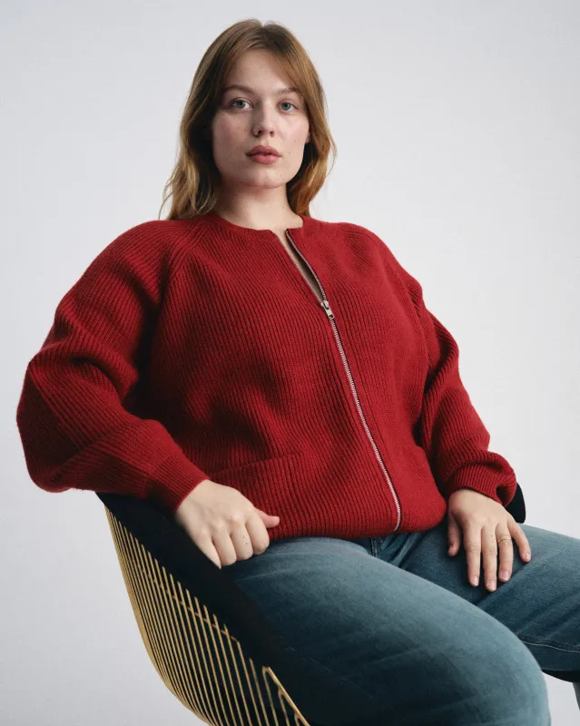Better-Than-Wool Zip Cardigan - Autumnal Red sold by Universal Standard