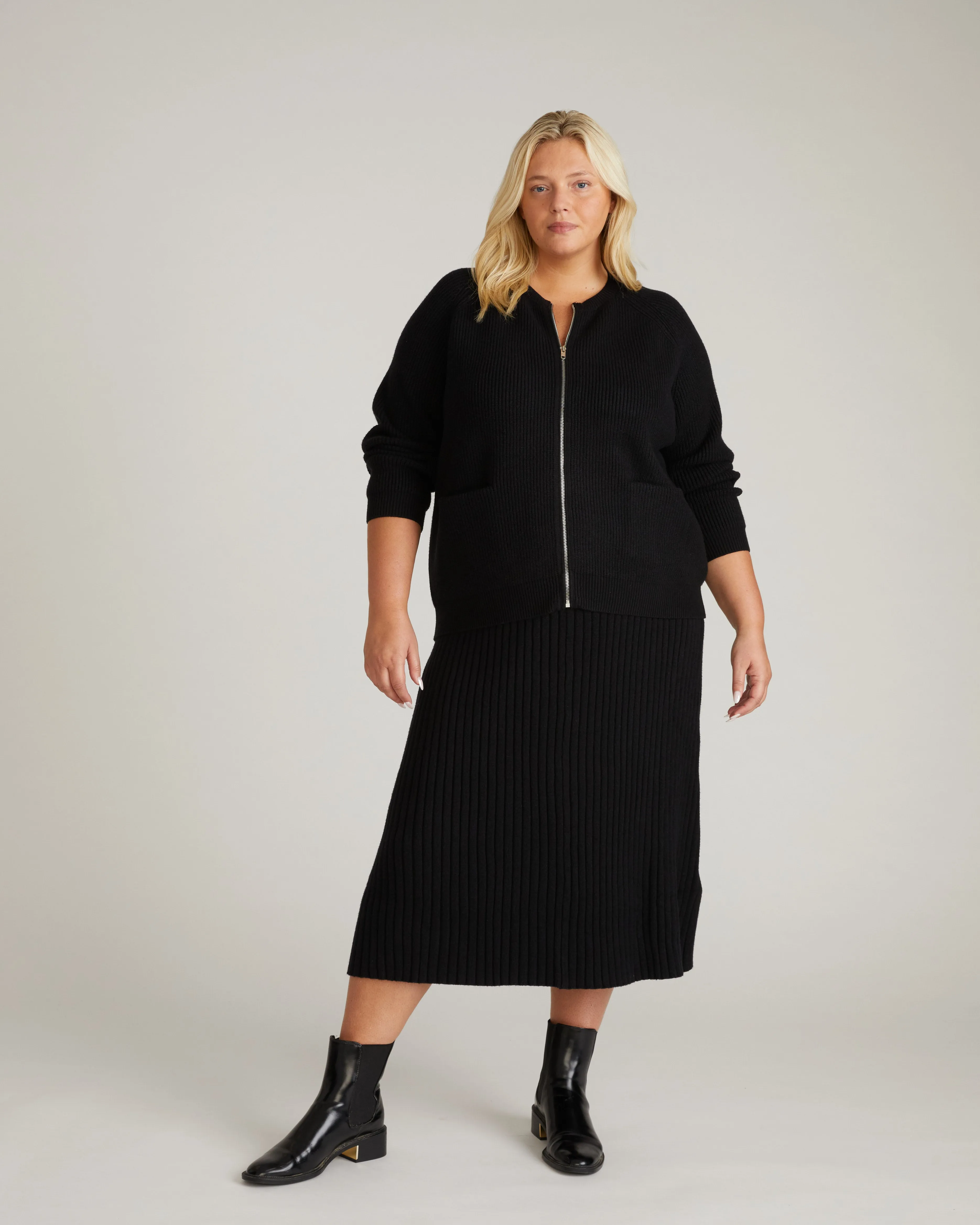 Better-Than-Wool Zip Cardigan - Black sold by Universal Standard