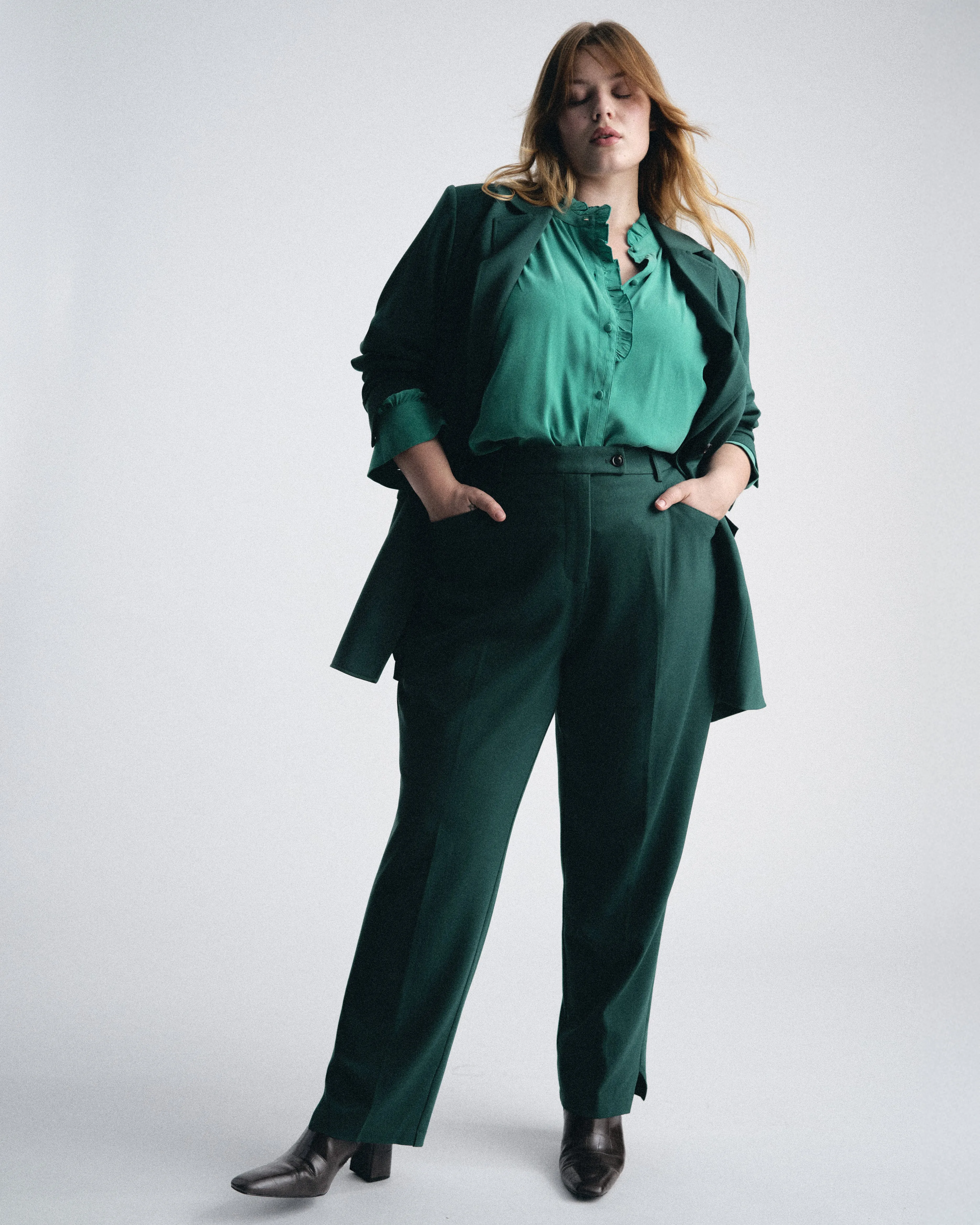 Endora Stretch Cupro Blouse - Green Tourmaline sold by Universal Standard product image thumbnail 2