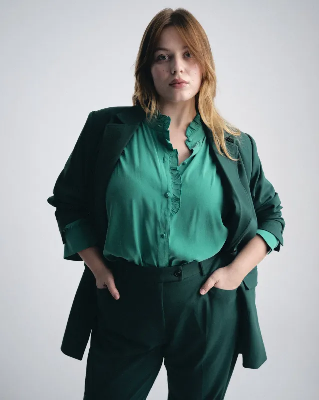 Endora Stretch Cupro Blouse - Green Tourmaline sold by Universal Standard