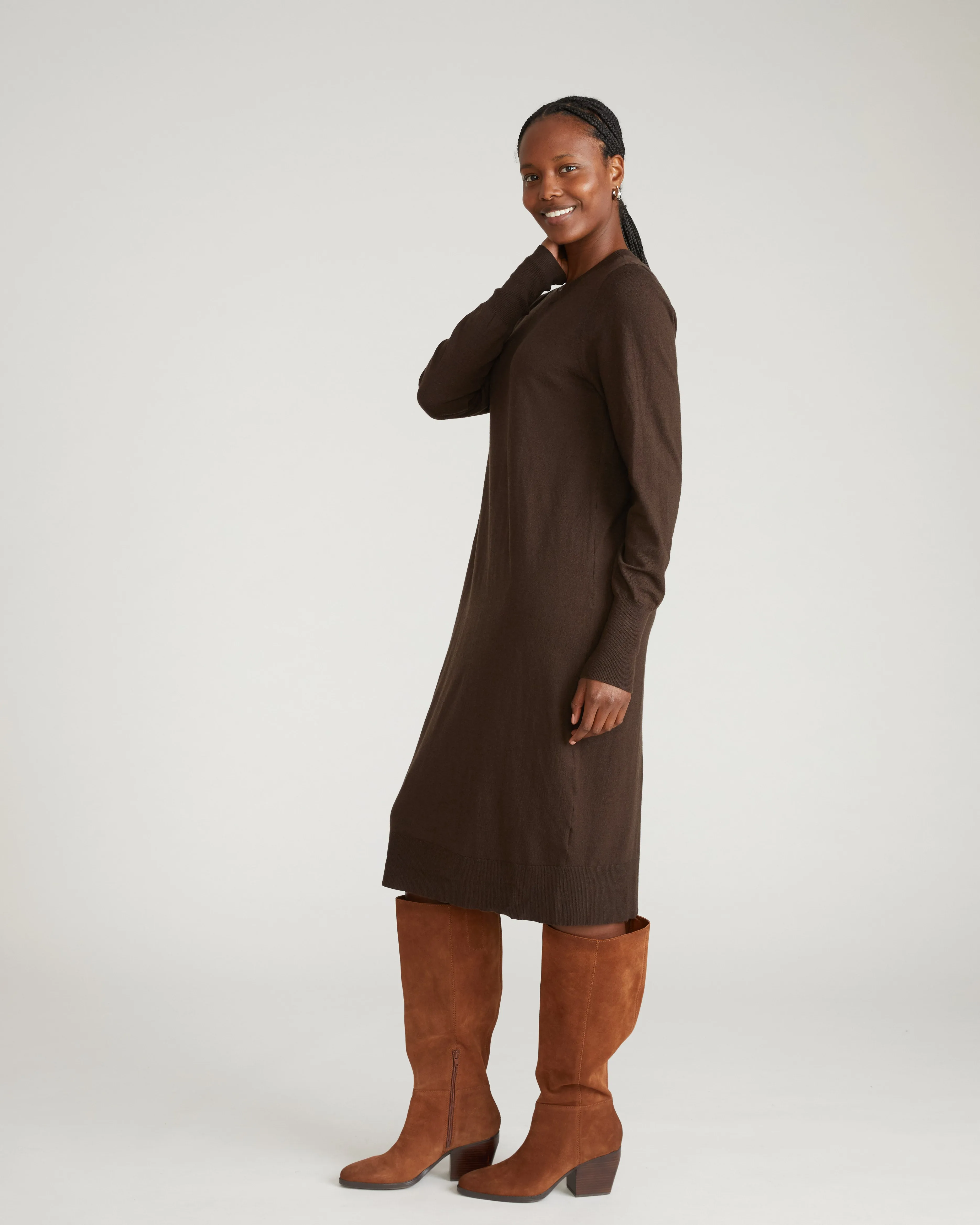Savvy Fine Knit Everyday Sweater Dress - Espresso sold by Universal Standard product image thumbnail 2