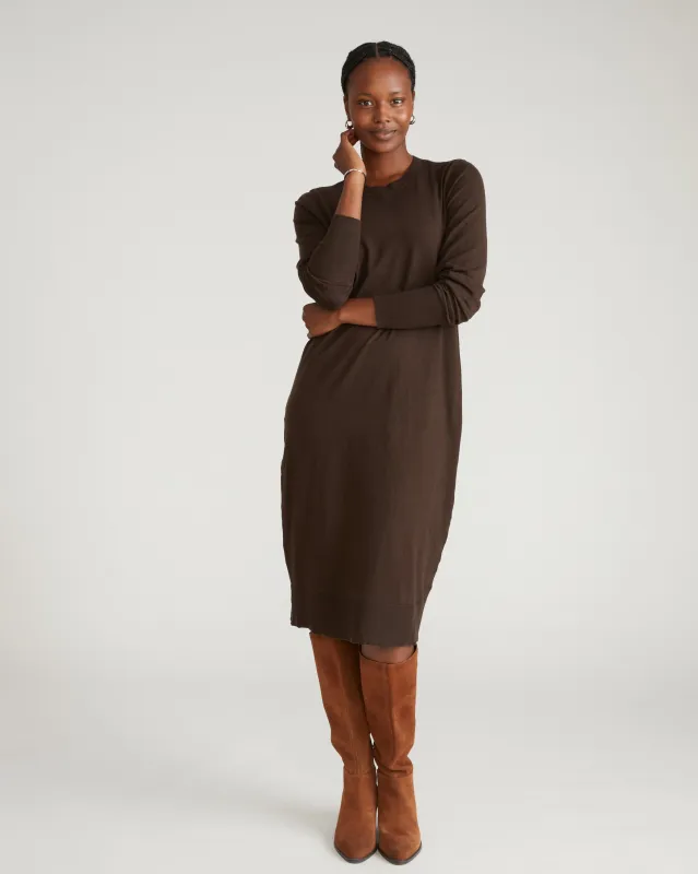 Savvy Fine Knit Everyday Sweater Dress - Espresso sold by Universal Standard