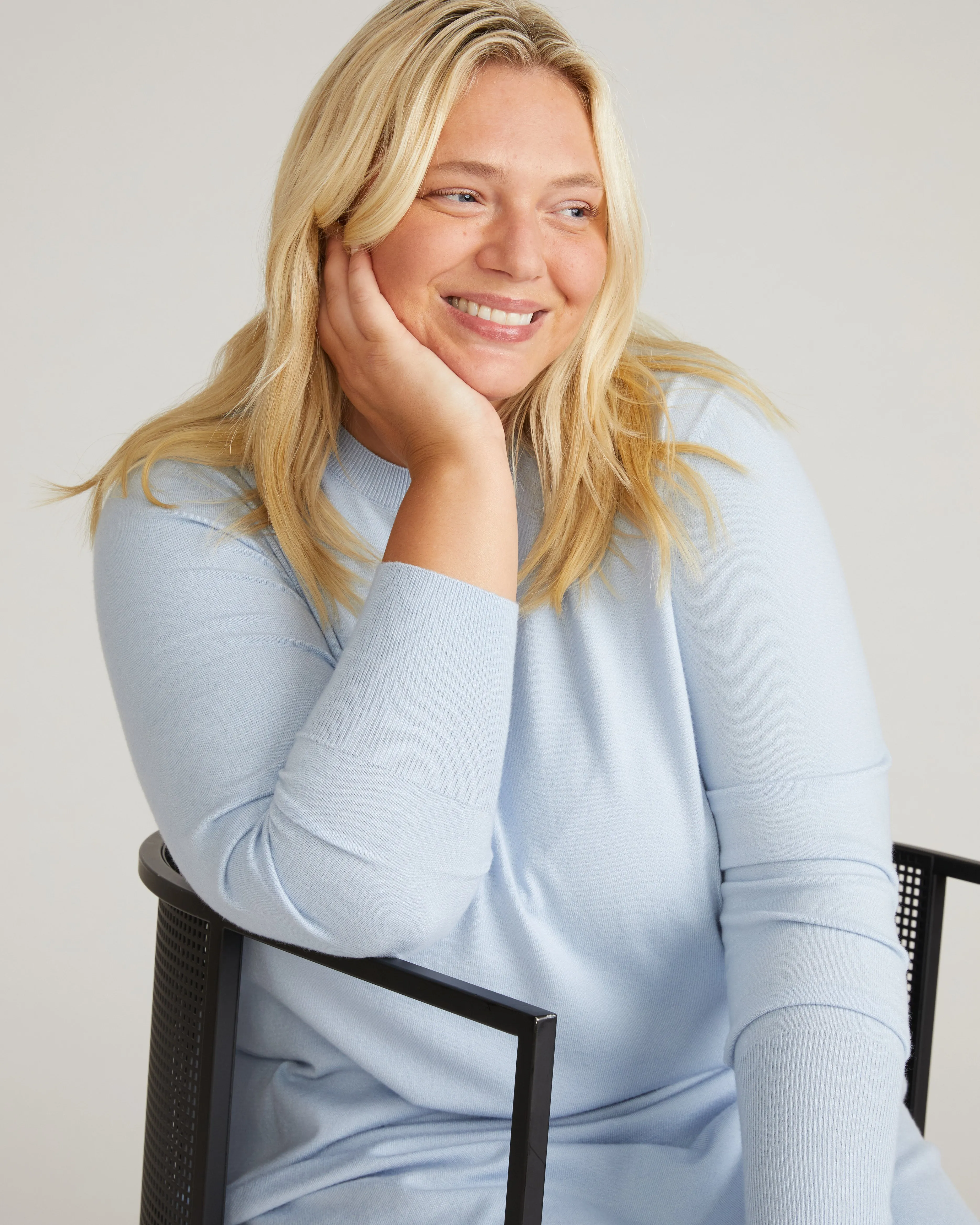 Savvy Fine Knit Everyday Sweater Dress - Silver Blue sold by Universal Standard