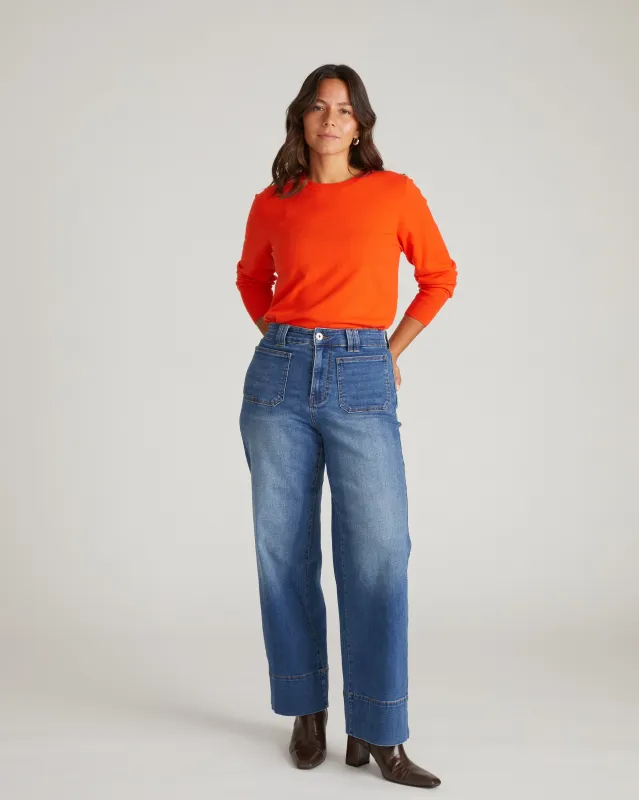 Savvy Fine Knit Crew Sweater - Poppy sold by Universal Standard